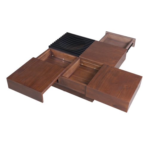 ITALIAN RETRO - INSPIRED ACACIA WOOD STORAGE COFFEE TABLE ,BROWN & BLACK COLOR、、eastwooduniform
