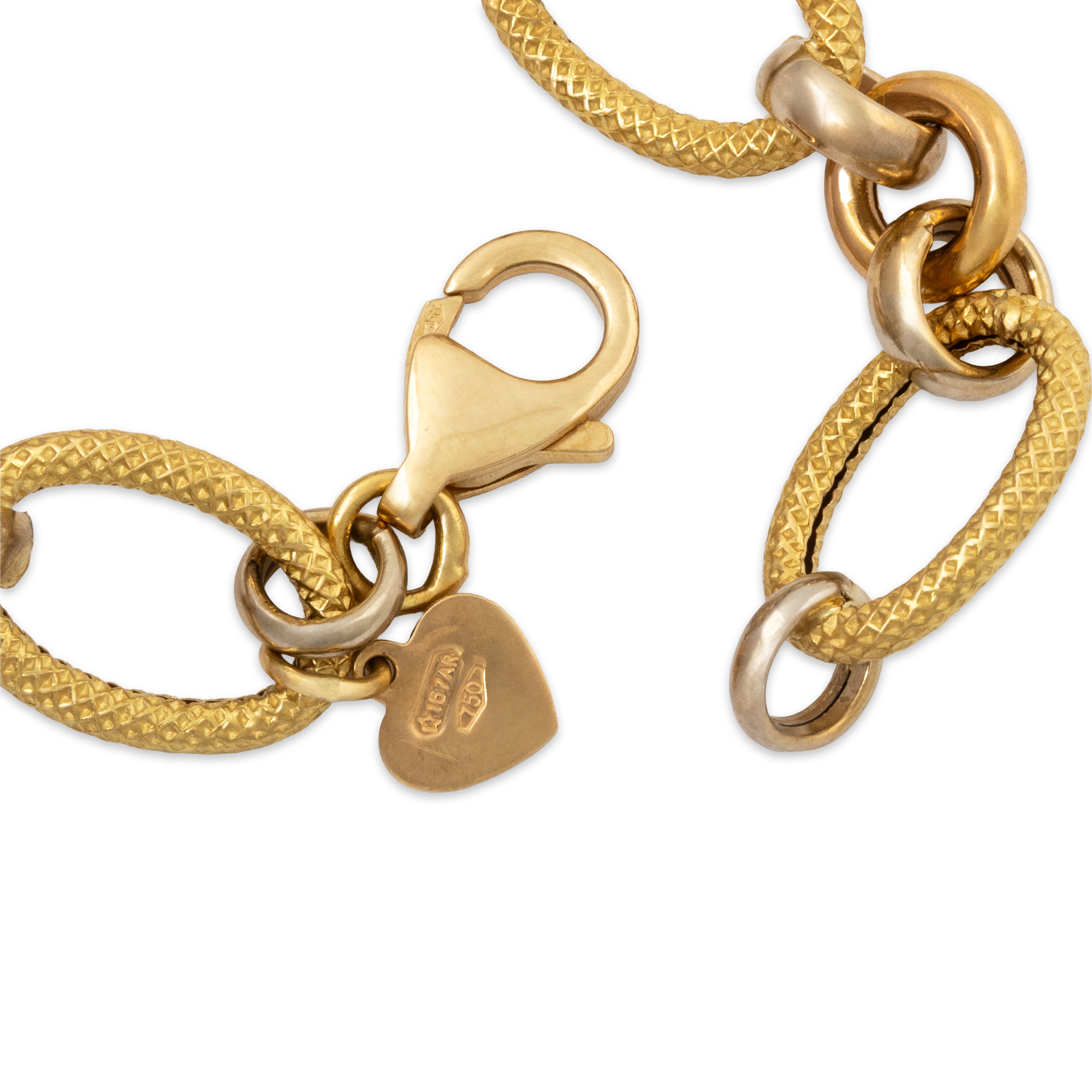 Vintage Italian 18k Yellow & White Gold Dual Texture Link Bracelet 7、mySite、hinf8tx79