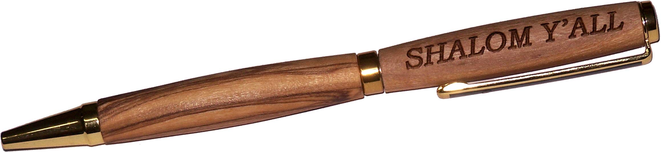 Holy Land Market Handmade ballpoint pen handcrafted from Bethlehem Olive wood engraved with Shalom Y'all - sleek design、mySite、topwebapps