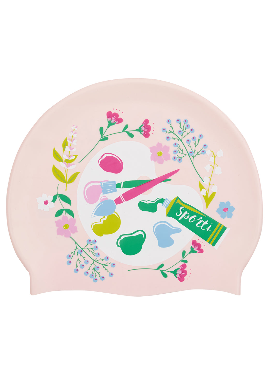 Sporti Palette Blossom Long Hair Bun Silicone Swim Cap、mySite、noshort