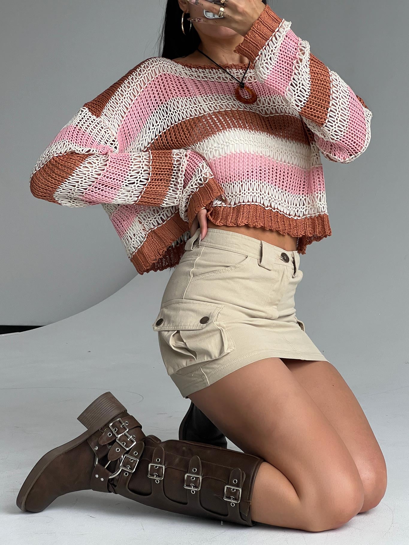 Lydie Cargo Mini Skirt Beige Petite、mySite、solidvoid