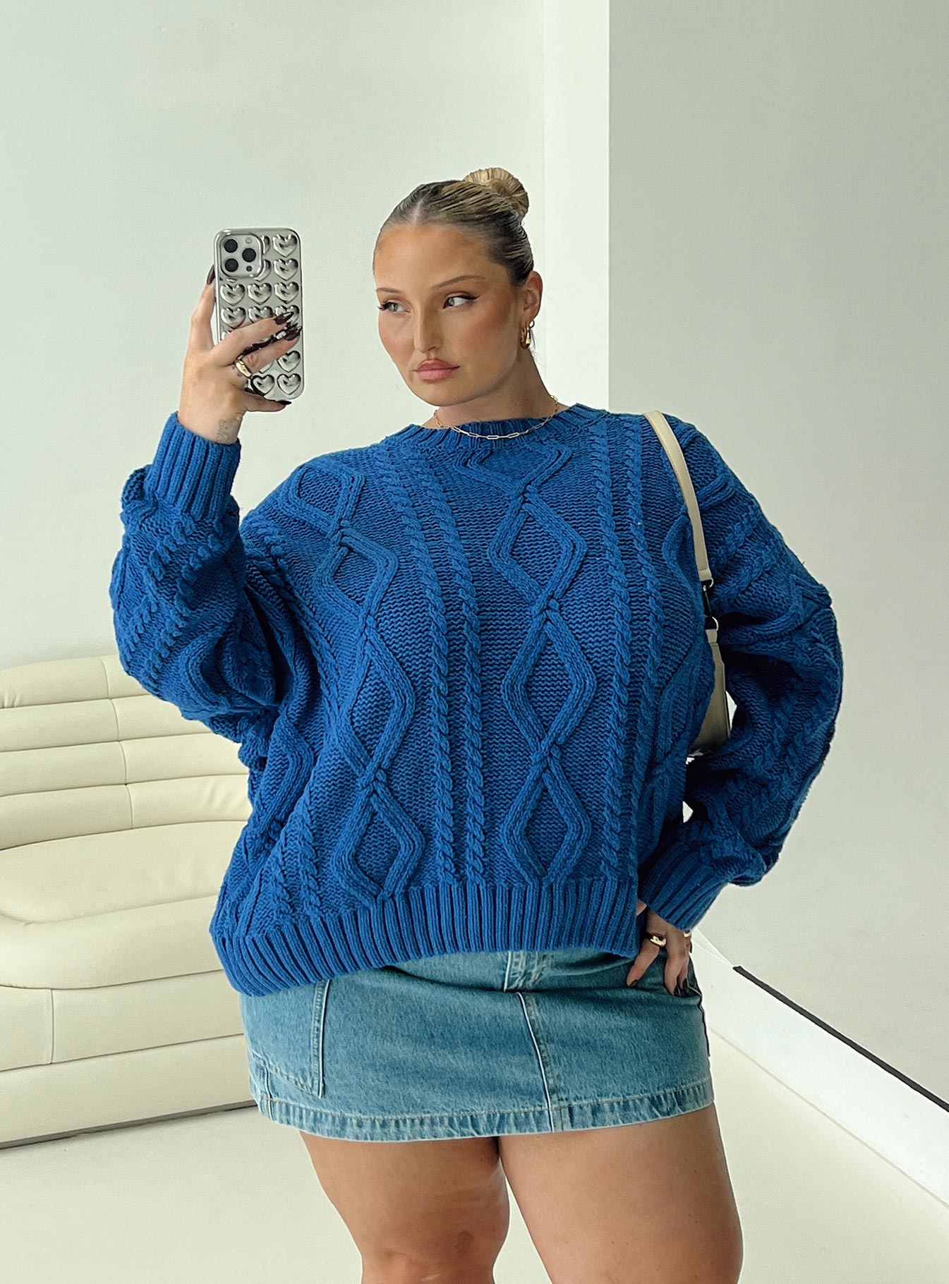 Anaya Oversized Sweater Monday Blues Curve、mySite、solidvoid