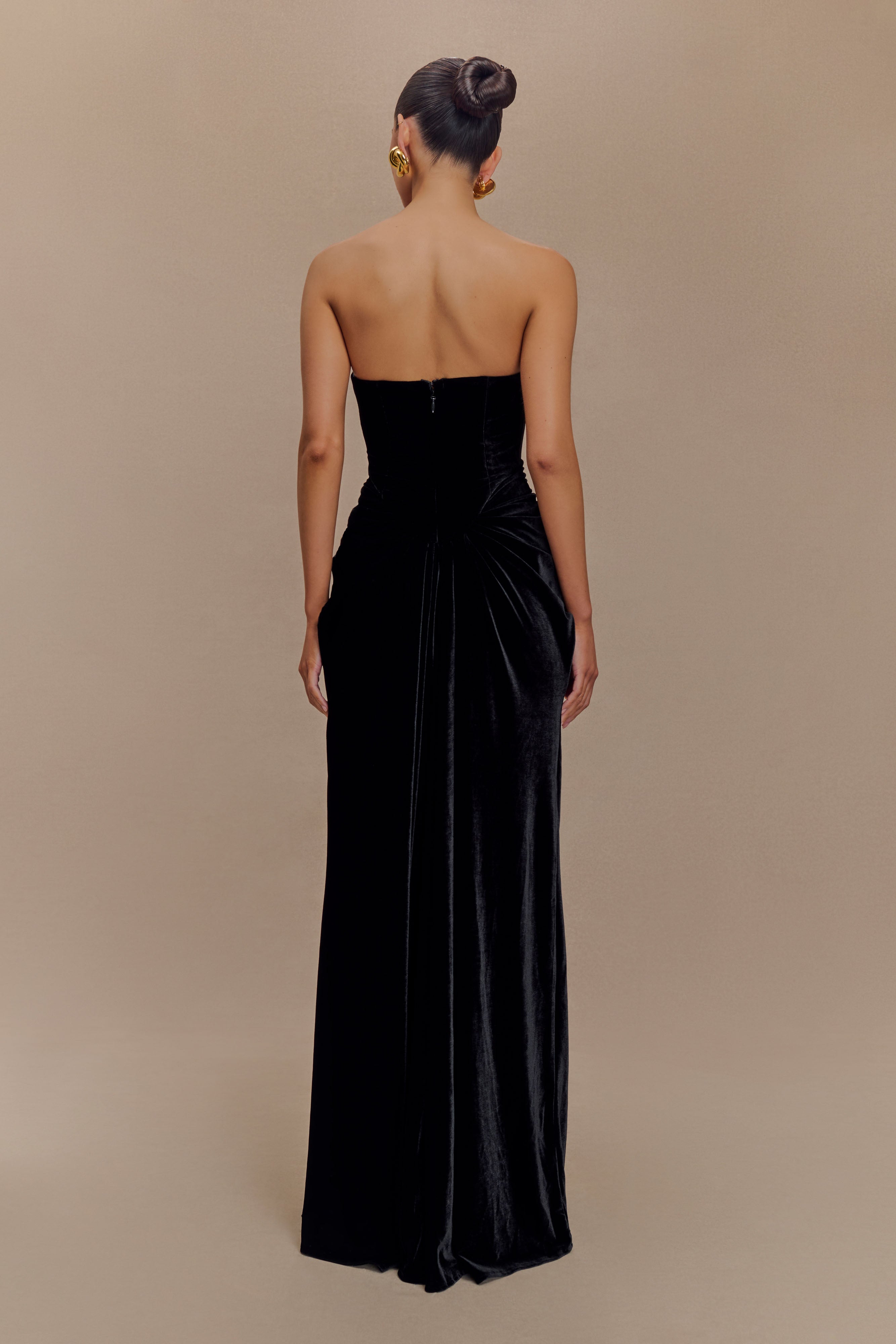 Paige Strapless Velvet Maxi Dress - Black、mySite、solidvoid
