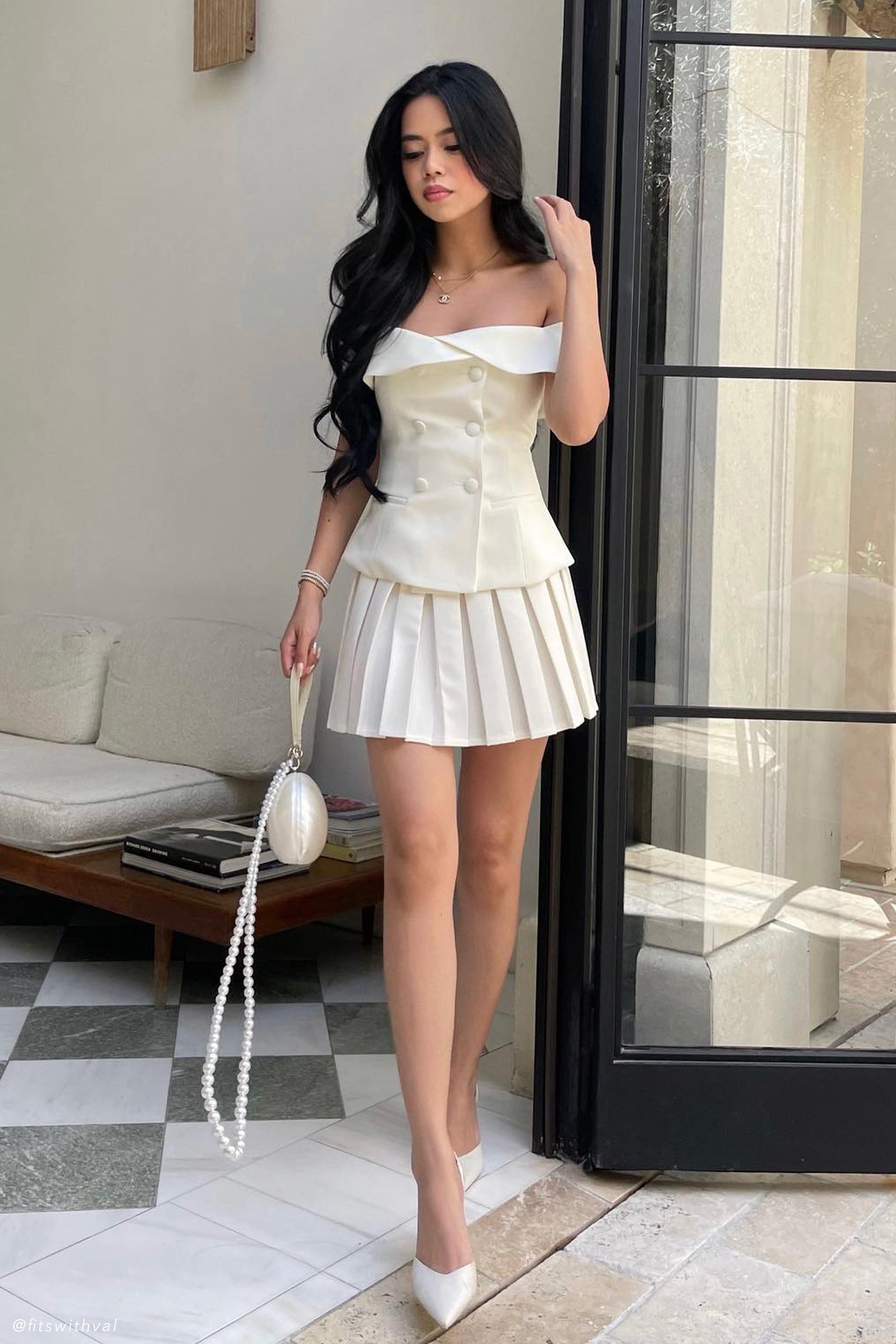 Krista Strapless Suiting Top - Ivory、mySite、solidvoid