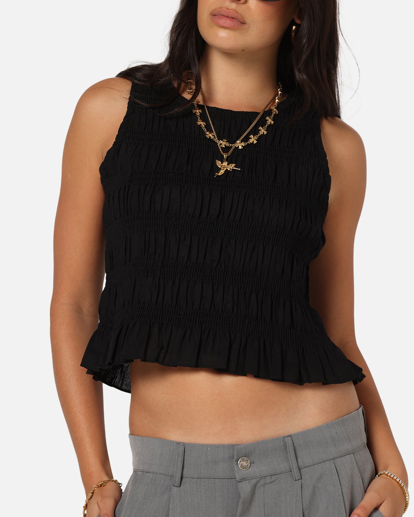 XXIII Women's Shirred Top Black、mySite、zt4zffjzw