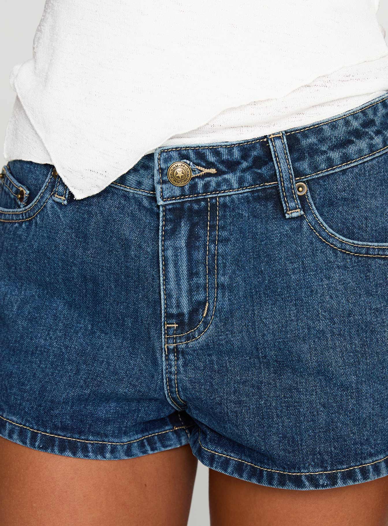 Dreamful Low Rise Mini Denim Short Mid Wash、mySite、solidvoid