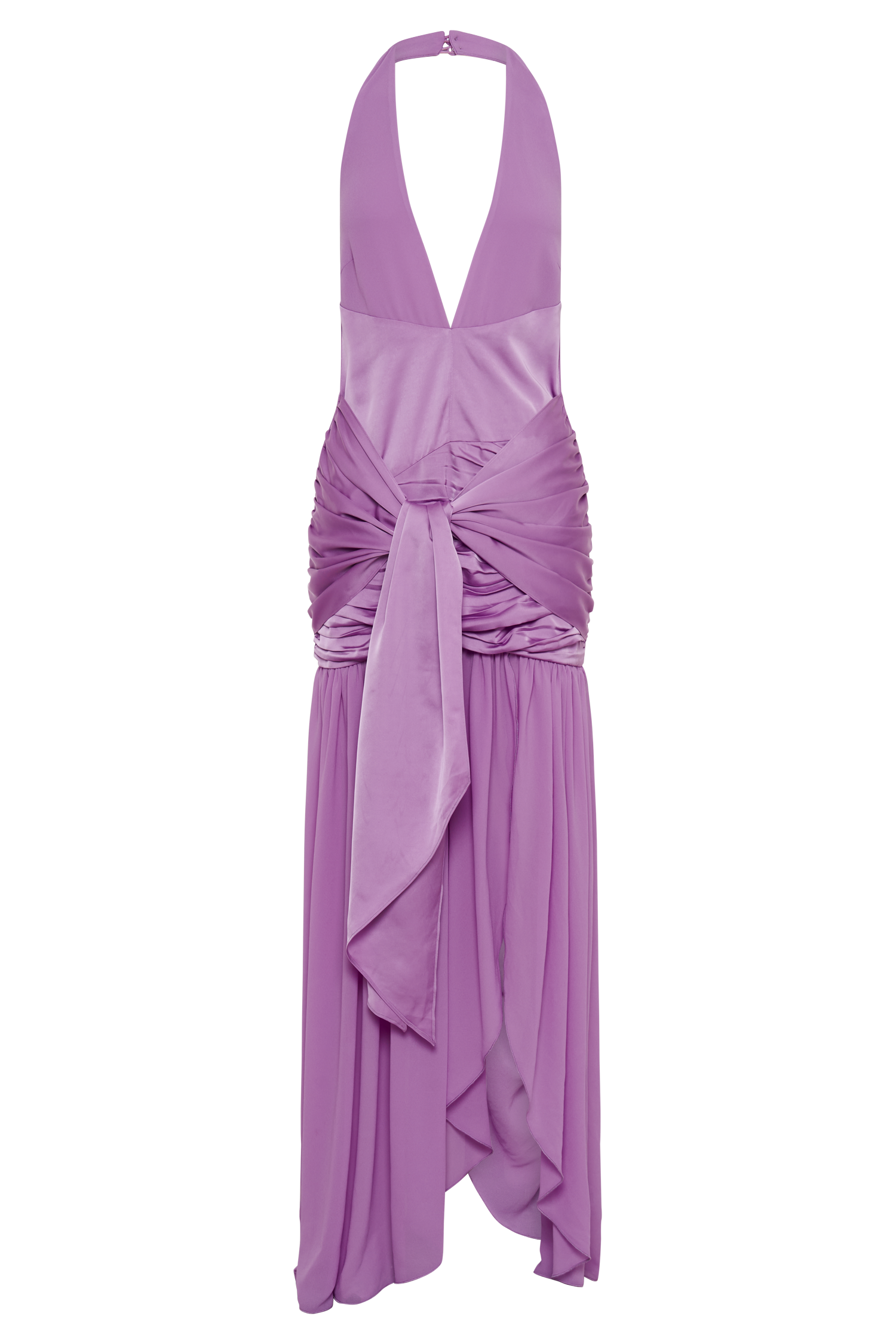 Graziana Satin Chiffon Plunge Maxi Dress - Violet、mySite、solidvoid