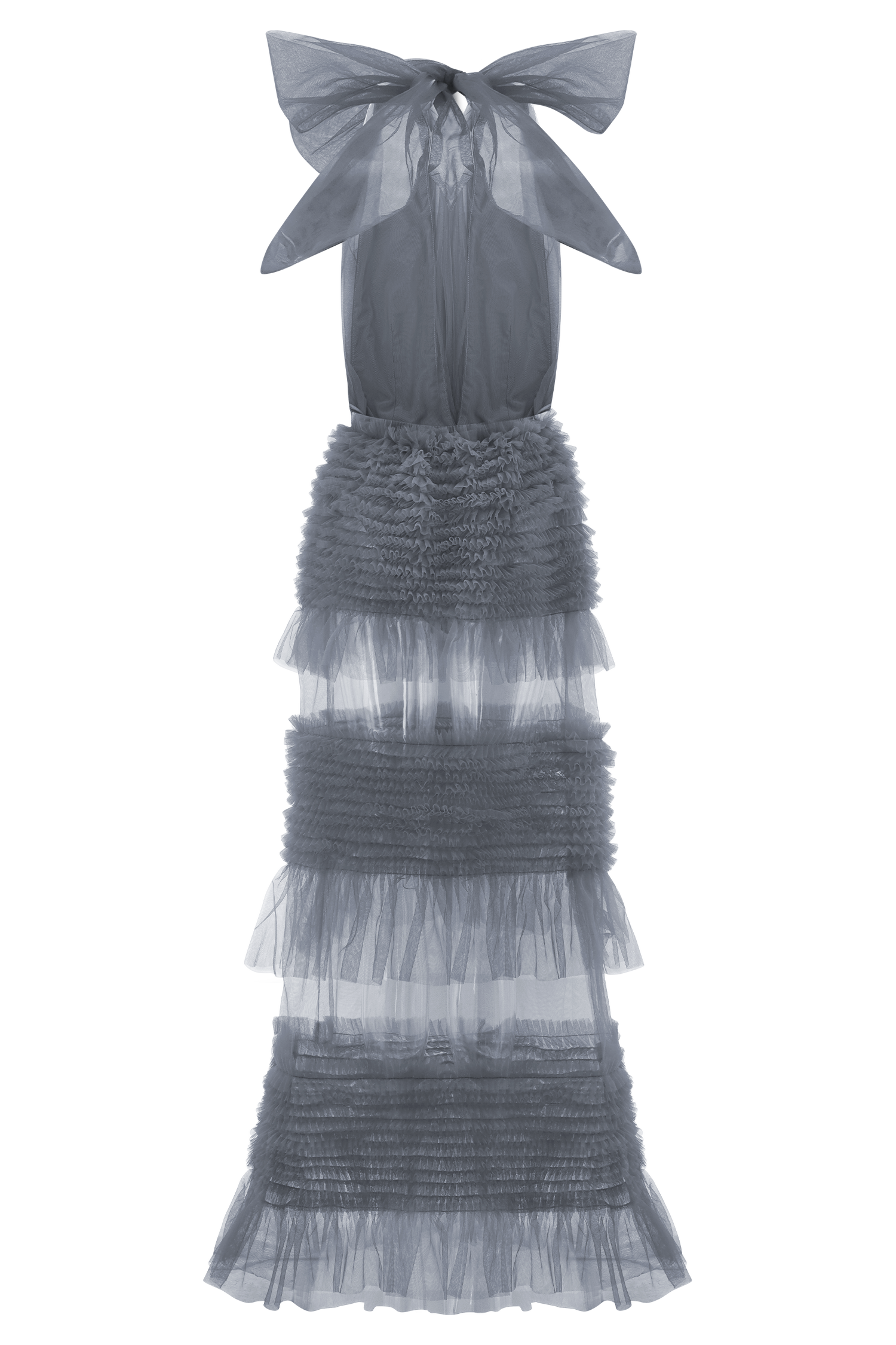 Minka Mesh Ruffle Halter Maxi Dress - Dusty Blue、mySite、solidvoid