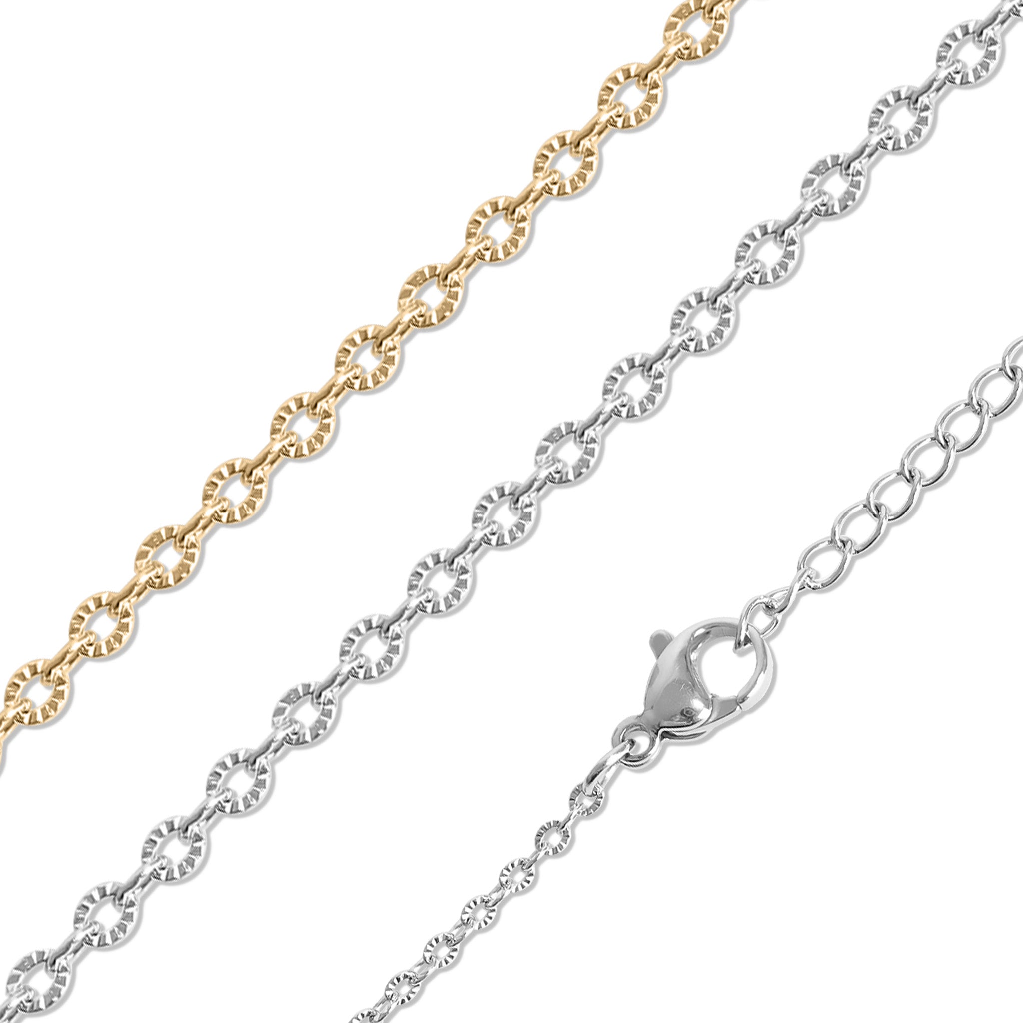 18K Gold PVD Stainless Steel Crimped Oval Link Chain Necklace / CHN3012、mySite、dreamappss