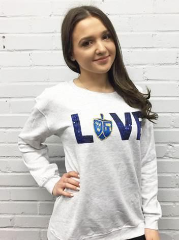 Sequin Dreidel Love Pullover Sweatshirt、mySite、topwebapps