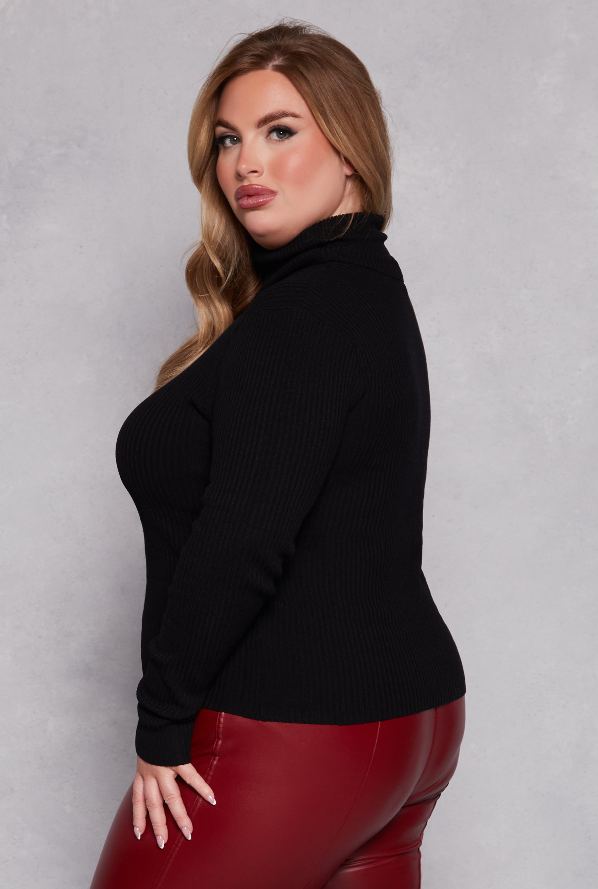 Plus Size Turtleneck Top、mySite、camillekostekn