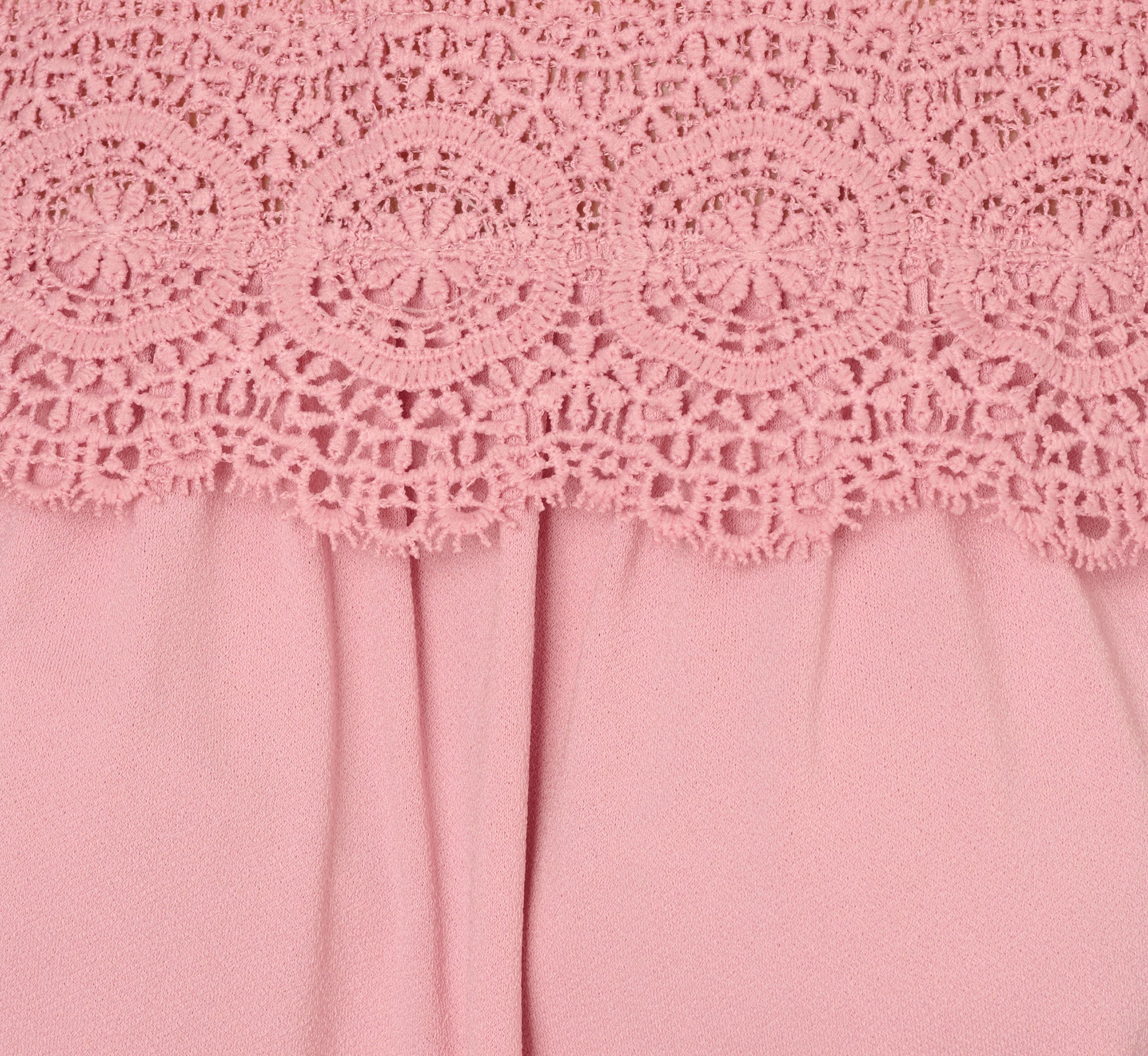 Flutter Sleeve Lace Yoke Trapeze Top In Pink Nectar、mySite、solidvoid