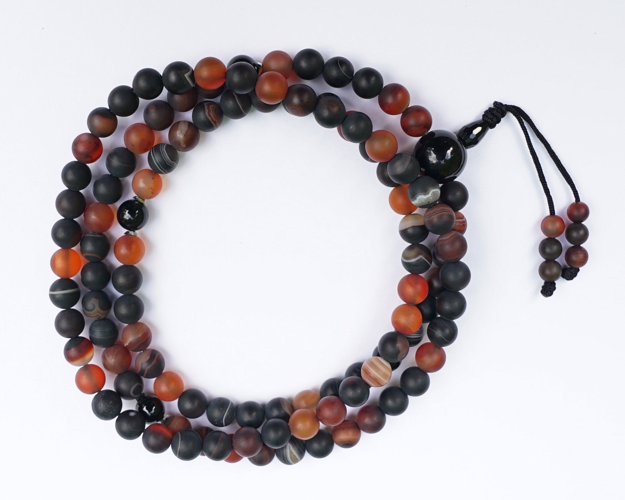 Matte Black & Red Sardonyx Agate Mala、mySite、topwebapps