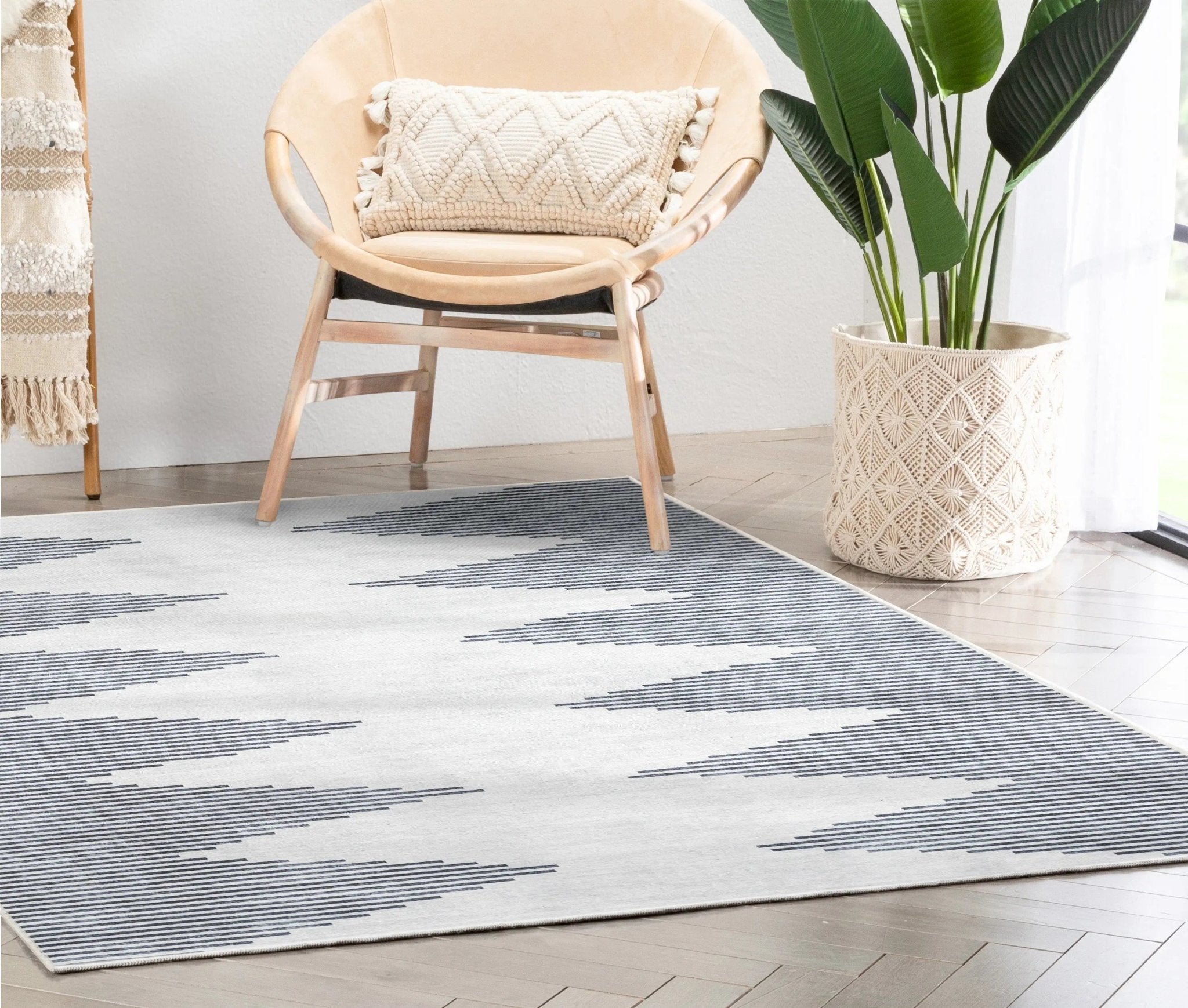 Bree Moroccan Diamond Stripes Ivory Grey Area Flat-Weave Rug、mySite、gigharbornorthrealestate