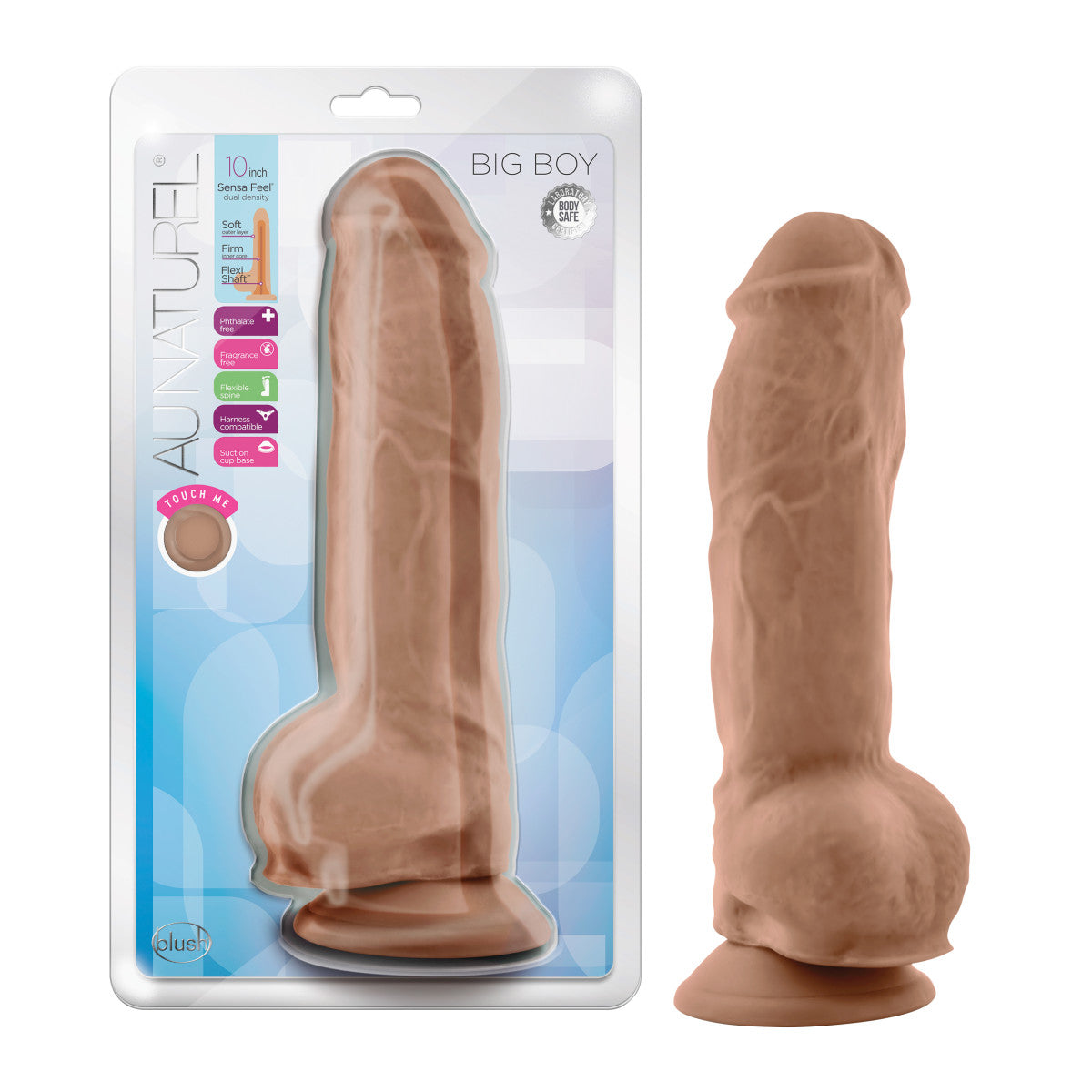 Au Naturel By Blush® | Big Boy Realistic Mocha 10-Inch Long Dildo With Balls & Suction Cup Base、mySite、bottomscart