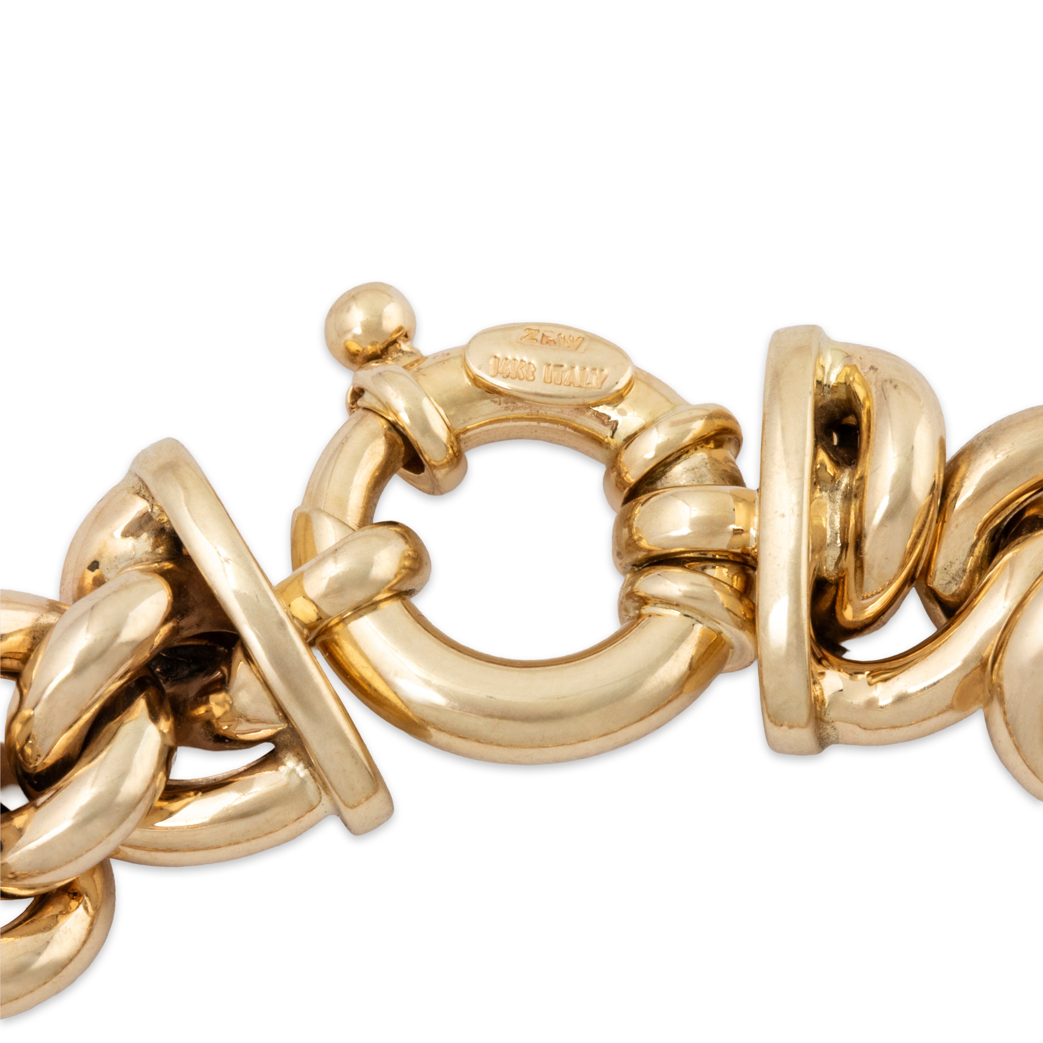 Bold Vintage Italian 14k Yellow Gold Twisted Statement Bracelet 7、mySite、hinf8tx79