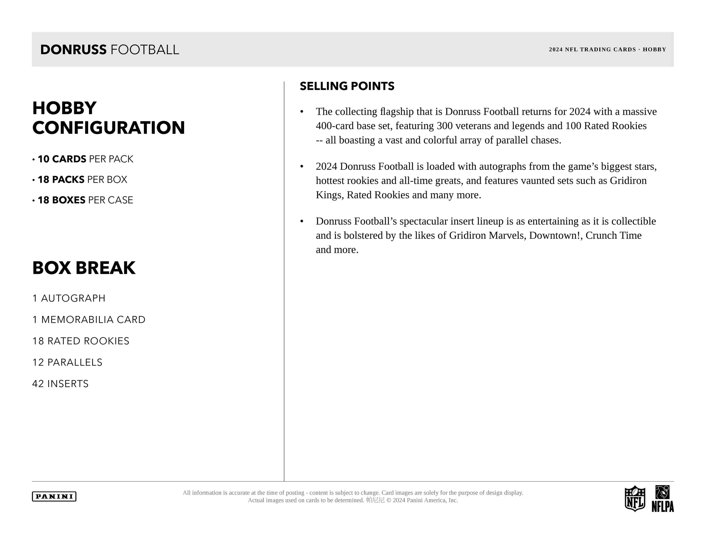 Panini Donruss NFL Football 2024 - Hobby Box、mySite、waistdrama