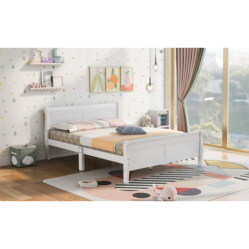 Wood Platform Bed Twin Bed Frame Mattress Foundation Sleigh Bed with Headboard/Footboard/Wood Slat Support、、casual