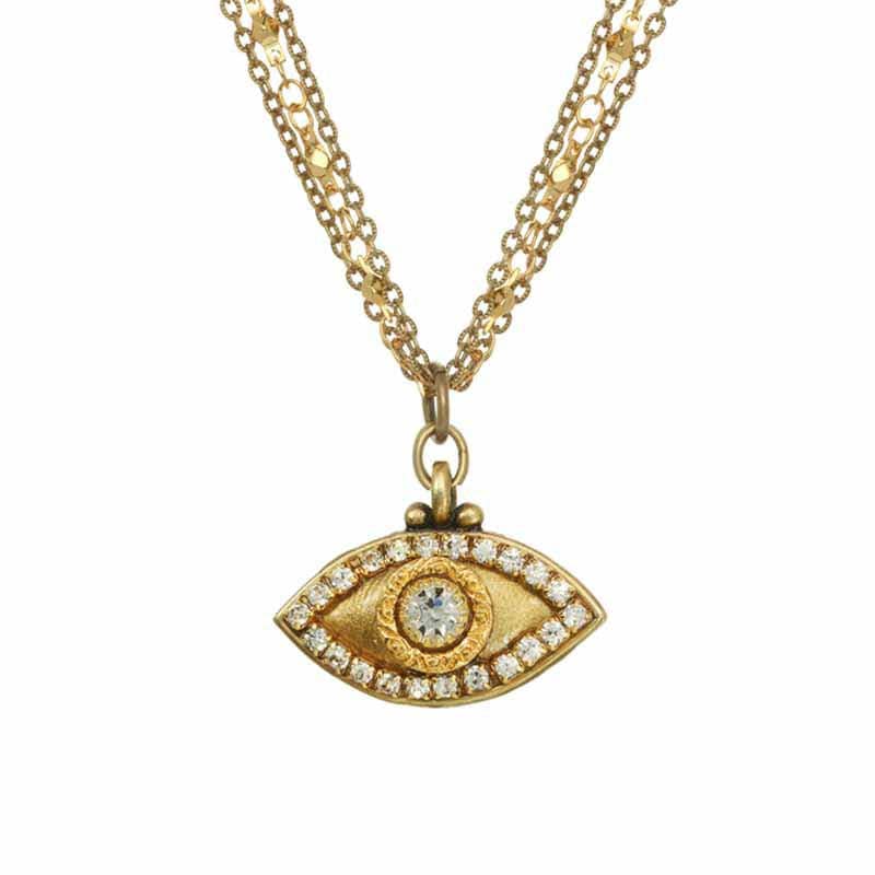 Swarovski Crystals Gold Evil Eye Necklace by Michal Golan、mySite、topwebapps