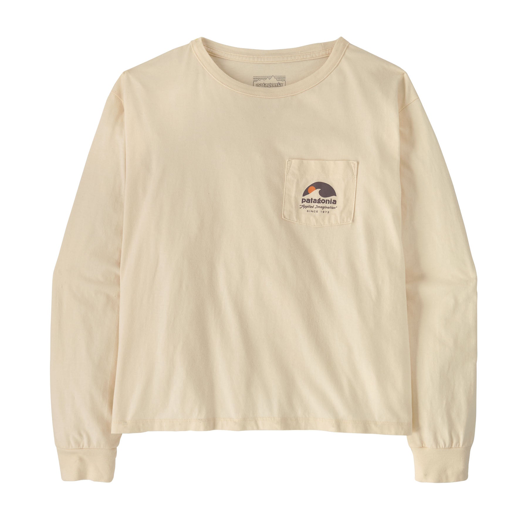 Women's Long-Sleeved Applied Imagination Easy-Cut Organic Pocket T-Shirt、mySite、i-lightchina