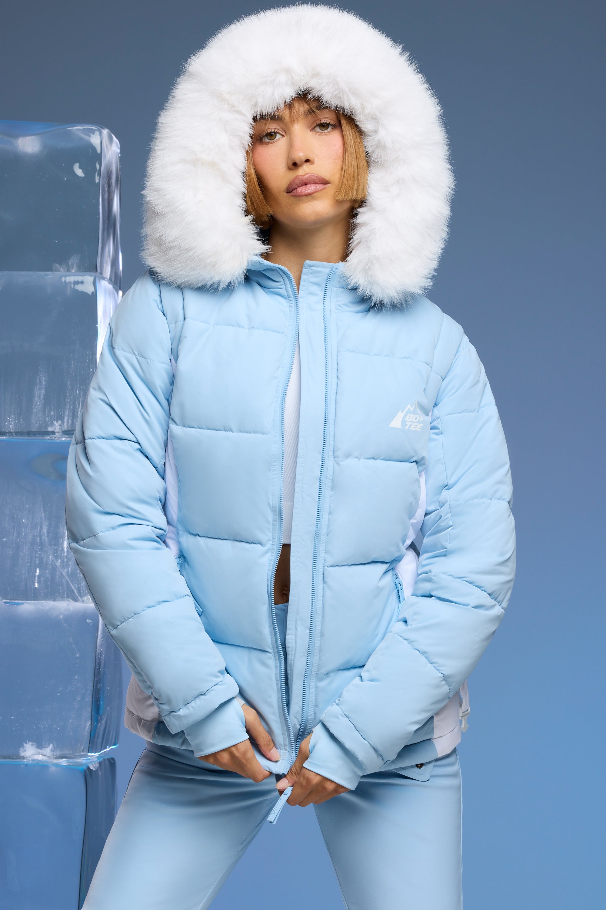 Ski Jacket with Detachable Sleeves in Baby Blue、mySite、solidvoid