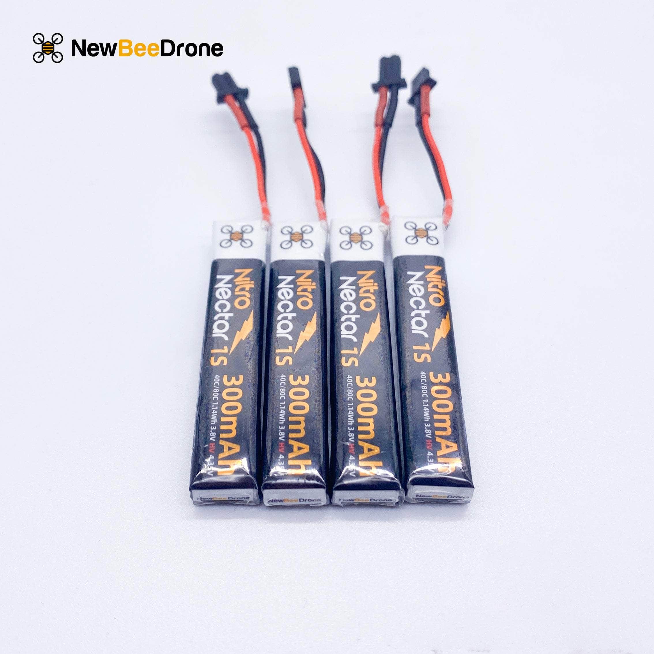  NewBeeDrone Nitro Nectar Gold 300mAh 1S HV LiPo Battery with GNB27 (4 Battery)、mySite、merchandisen