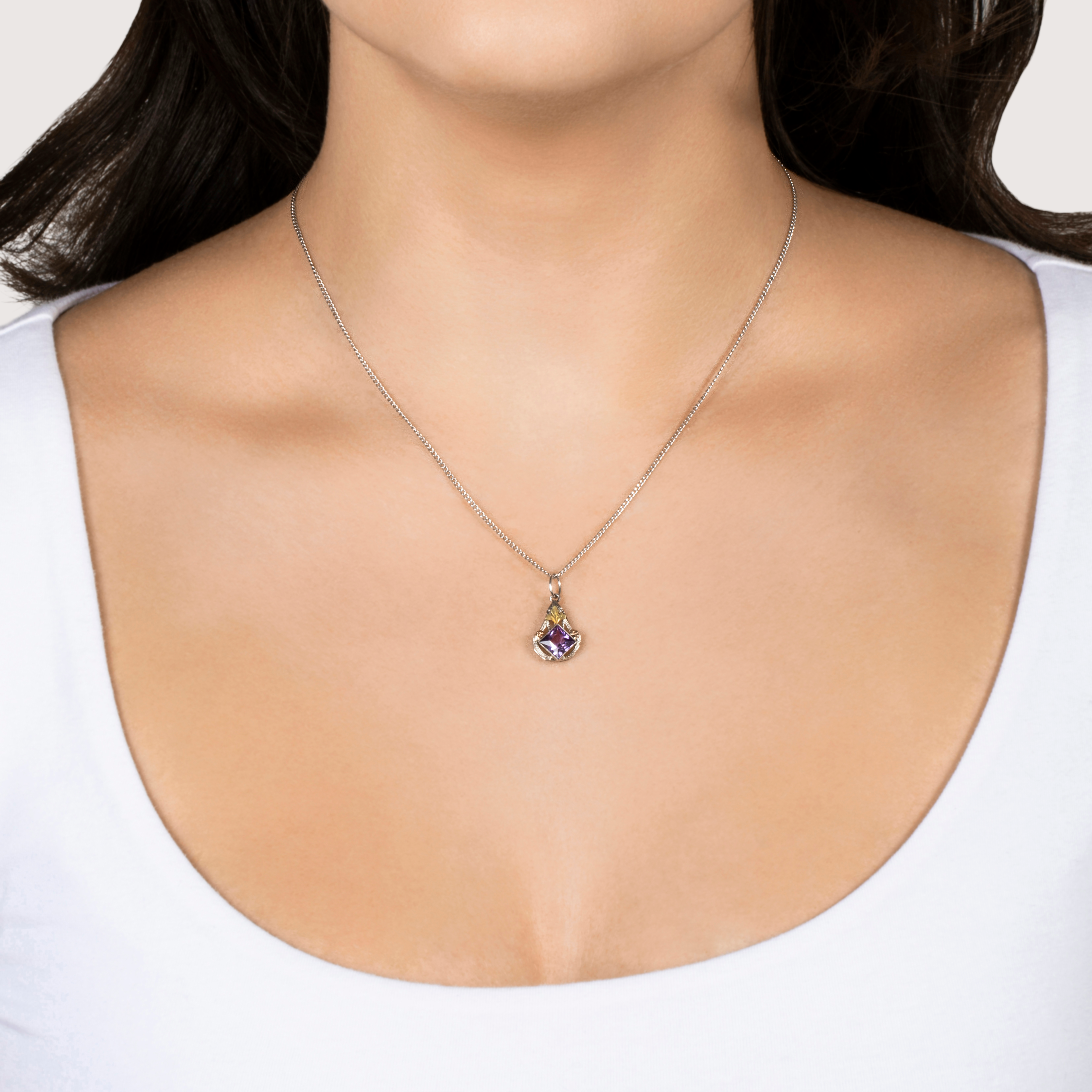 Antique 14k Tricolor Gold 1.41ct Synthetic Color Change Sapphire Charm、mySite、hinf8tx79