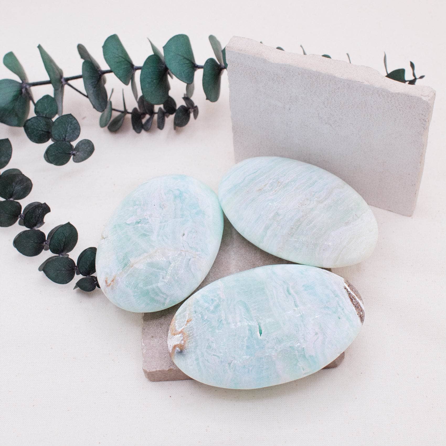 Blue Caribbean Calcite Palm Stones-AAA Premium Quality、mySite、hinf8tx79