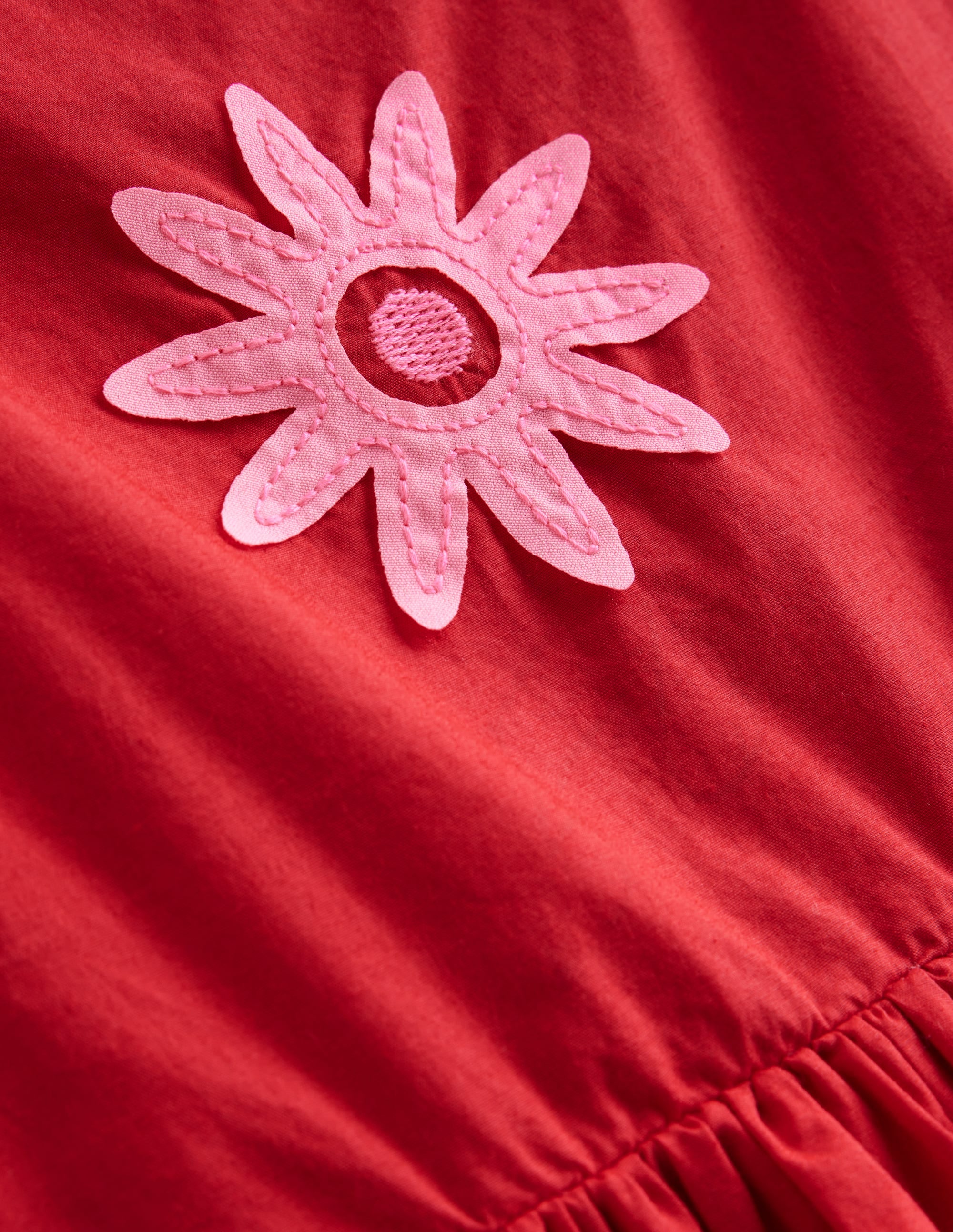  Appliqué Cotton Dress-Poppy Red Palms、mySite、ashleygrahame