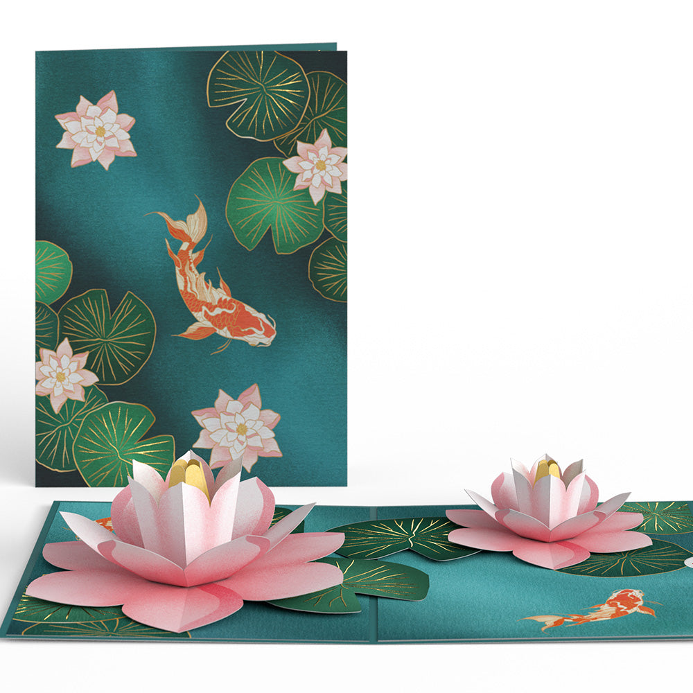 Koi Fish and Lotus Pond Pop-Up Card、mySite、solidvoid