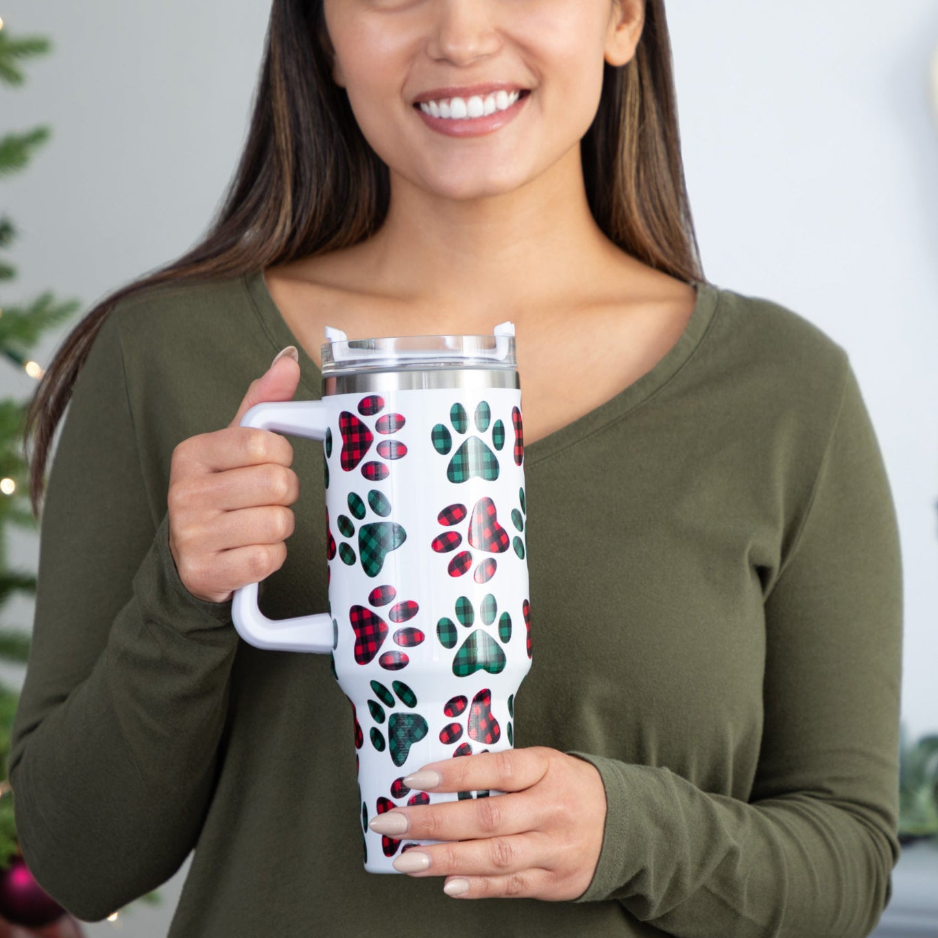 Paw Print Vacuum Sealed Stainless Steel Tumbler - 40 oz、mySite、camillekostekn