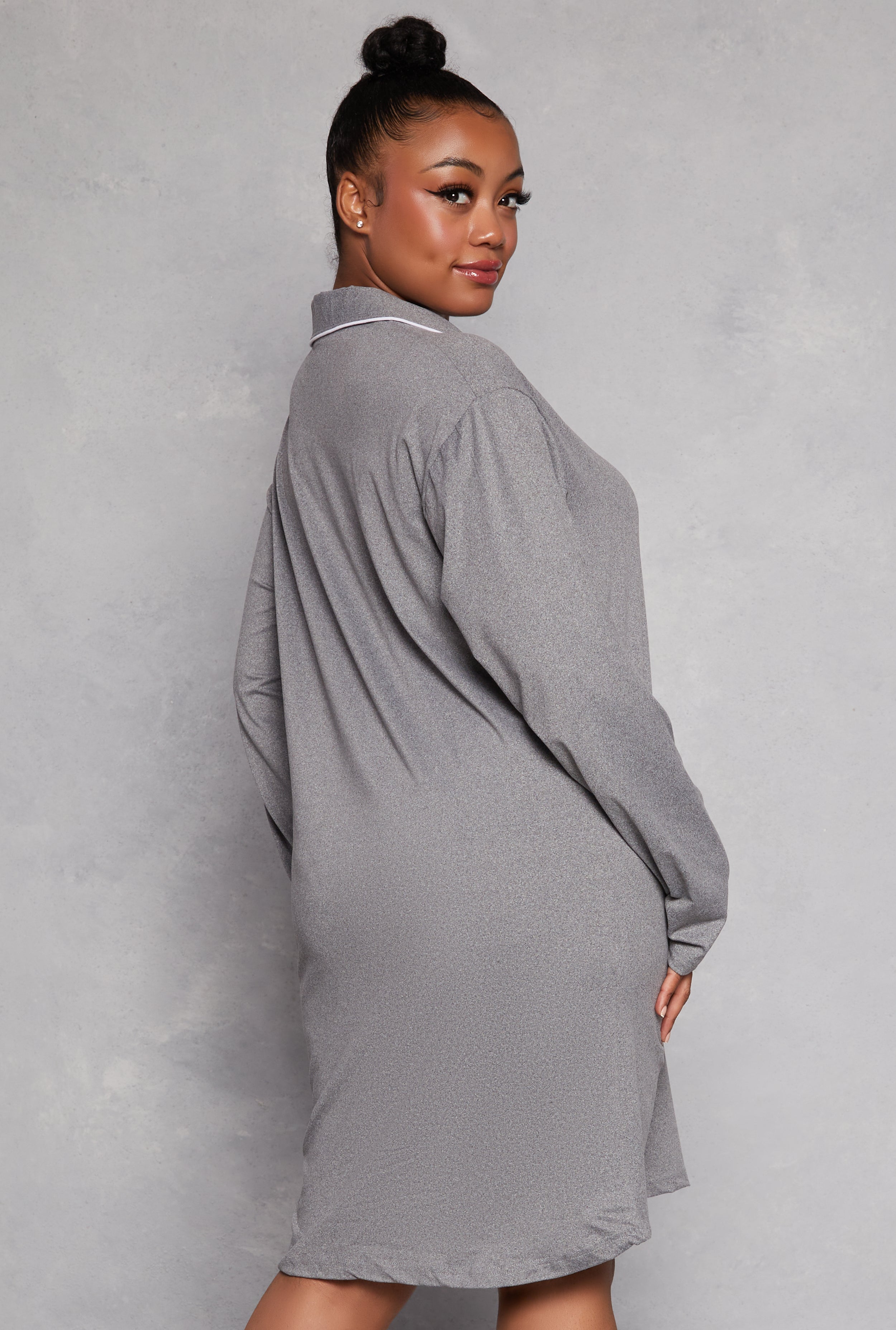 Plus Size Graphic Long Sleeve Sleep Shirt、mySite、camillekostekn