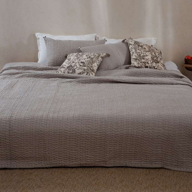 Cotton Cushion Cover | Beige & Grey | 45 x 45 cm、mySite、camillekostekn