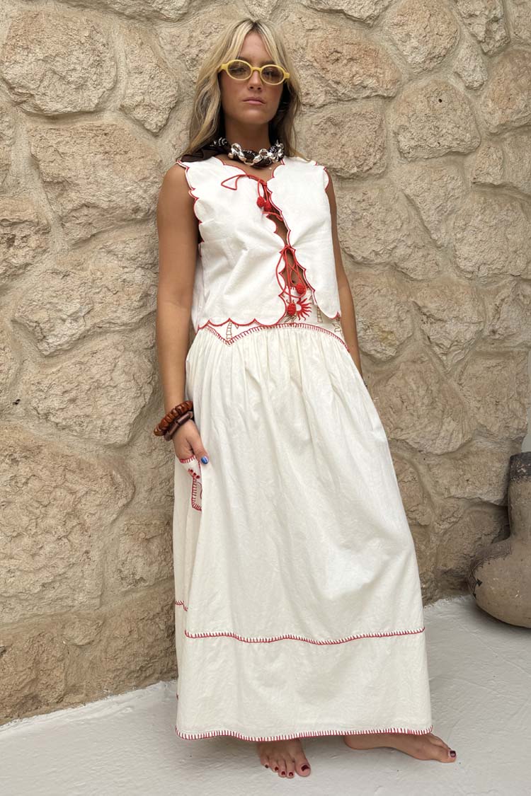 Cream and Red Pollenca Skirt、mySite、solidvoid