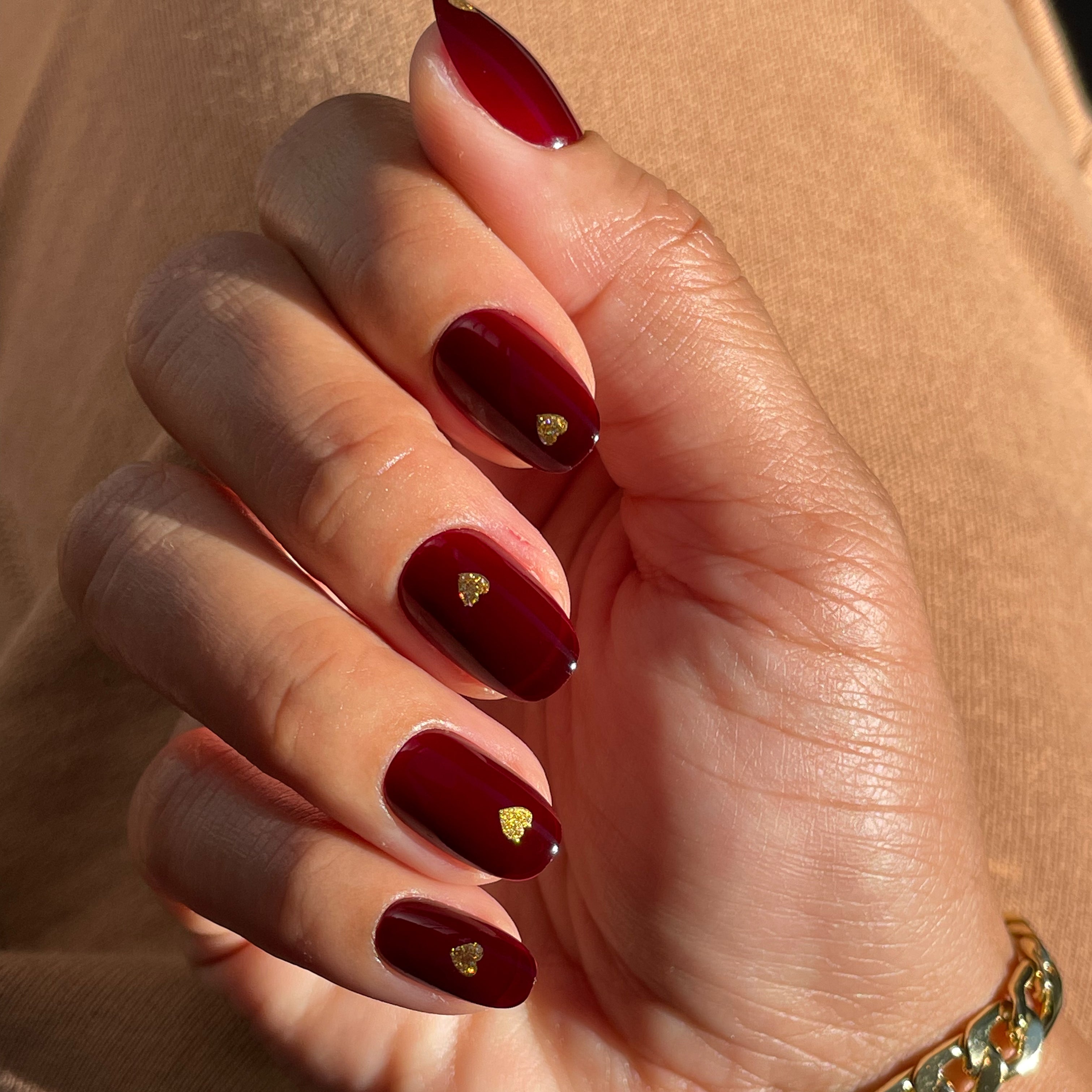 Gold Vampy Heart - Press-On | Short | Round、mySite、solidvoid