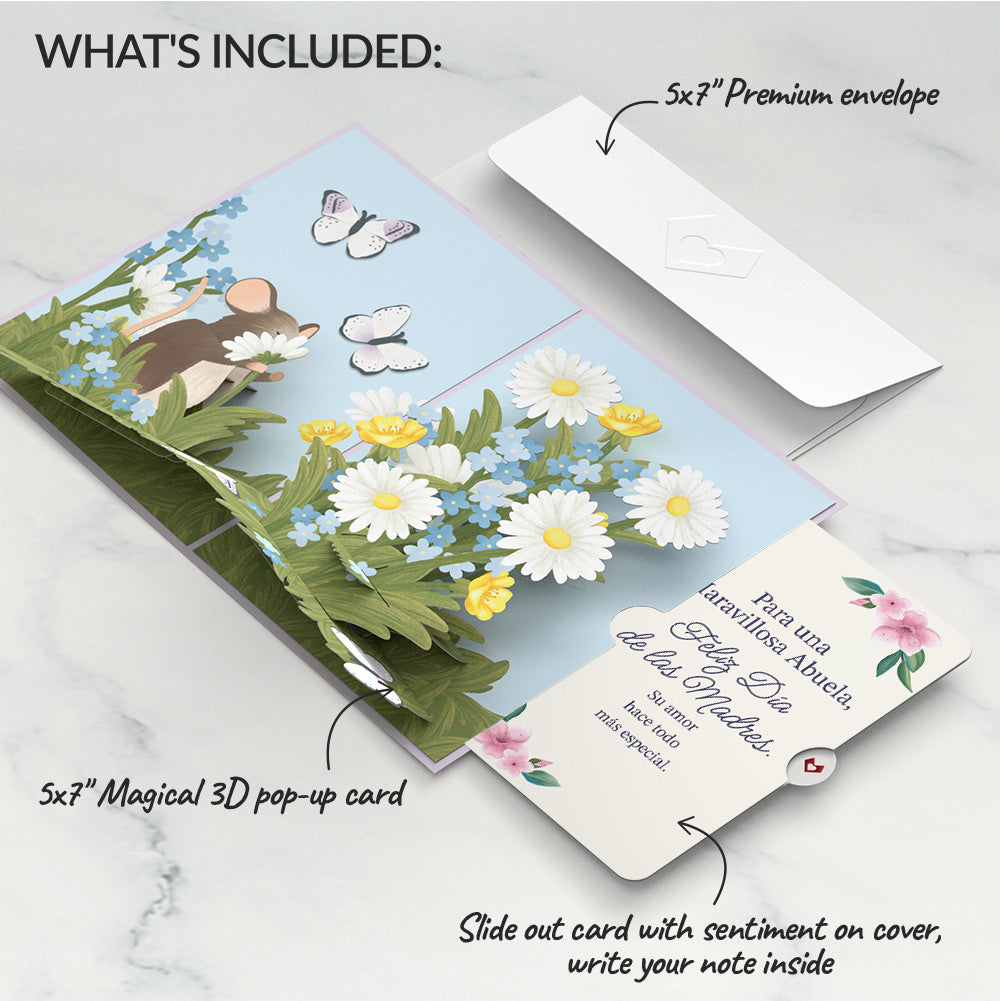Field Mouse in the Flowers Mother's Day Pop-Up Card and Sentiment Set for Spanish Grandmother、mySite、solidvoid