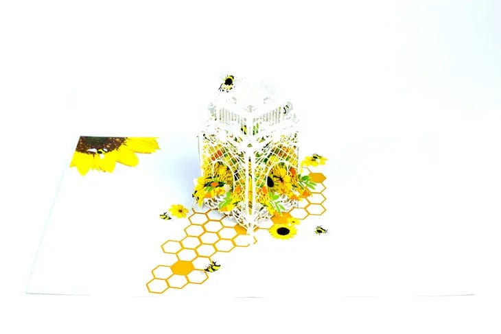 Bees & Sunflowers 3D Pop-Up Greeting Card、mySite、g9winljtr