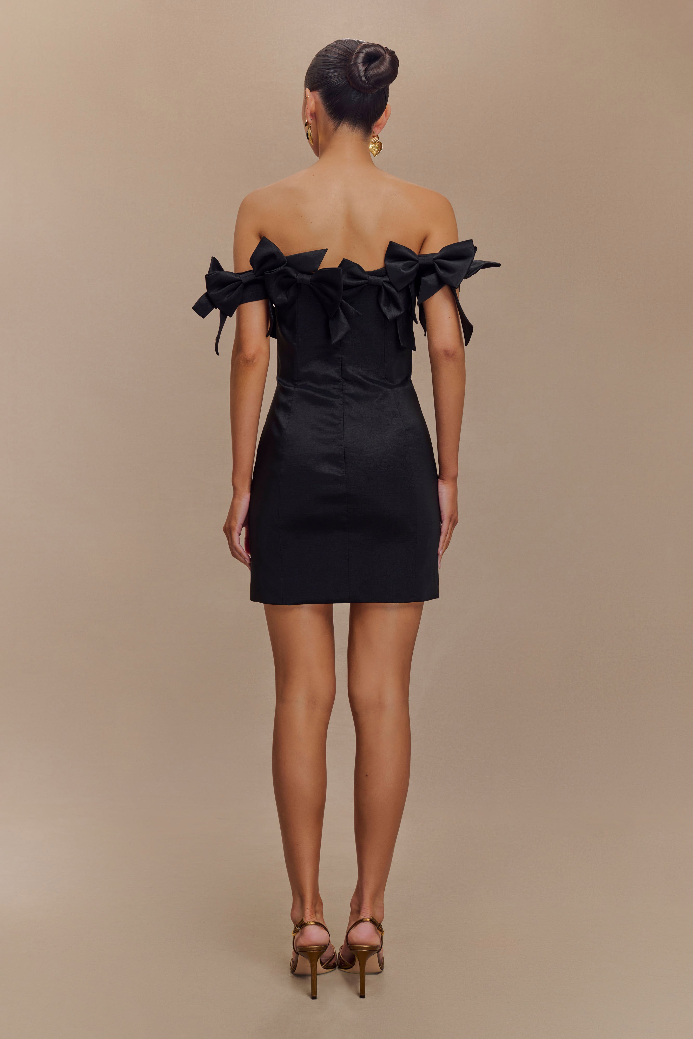 Rose Strapless Bow Mini Dress - Black、mySite、solidvoid
