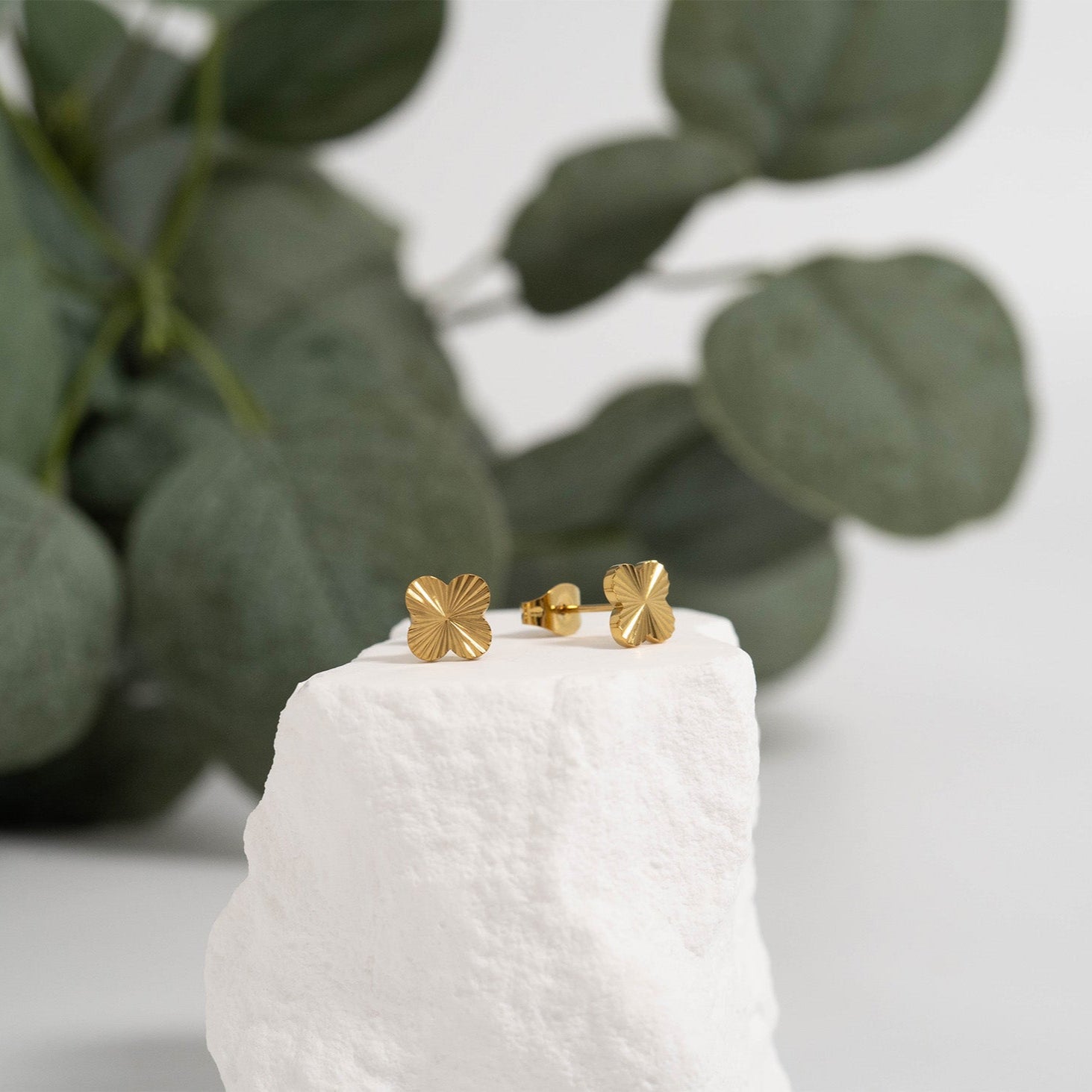 18K Gold PVD Stainless Steel Clover Stud Earring / ERJ0076、mySite、dreamappss