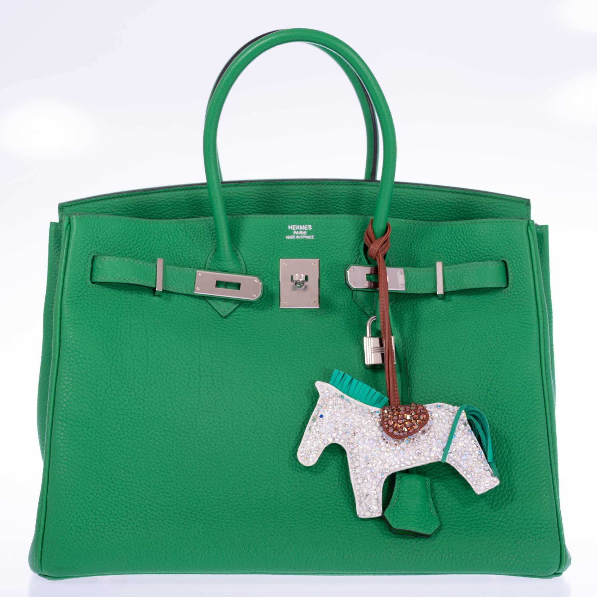 Hermès Rodeo MM Milo Lambskin White and Menthe Charm Custom Swarovski、mySite、garminoutage.com
