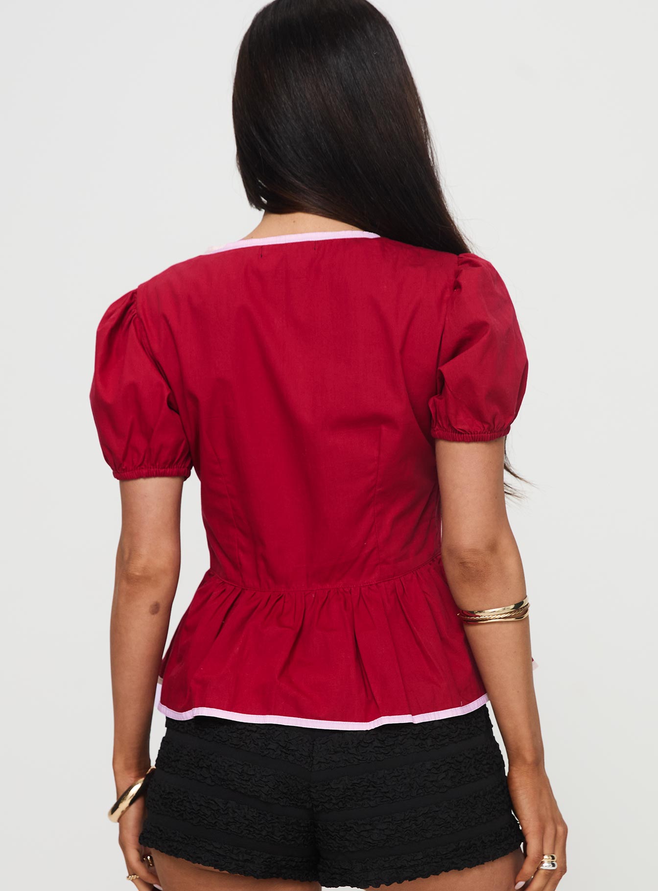 Ryota Blouse Red/pink、mySite、solidvoid
