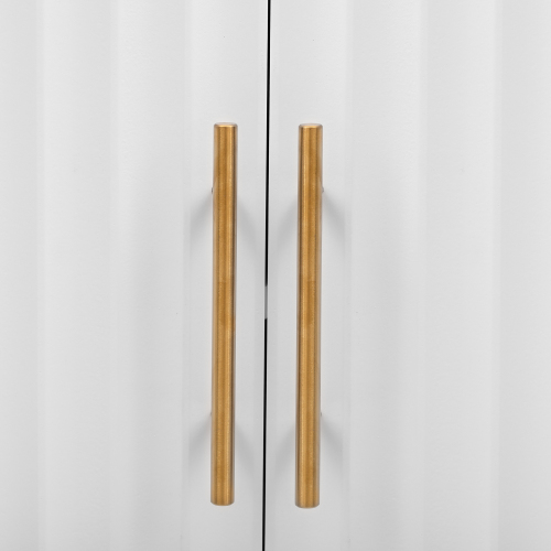 U_Style 63.1''Modern 4-Vertical Wavy Slatted Doors Sideboard,Storage Cabinet With Elegant Design, Solid Wood Legs with Painted,Metal Handles,for Dining Room,Living Room, Kitchen, or Entryway(Black)、、casual