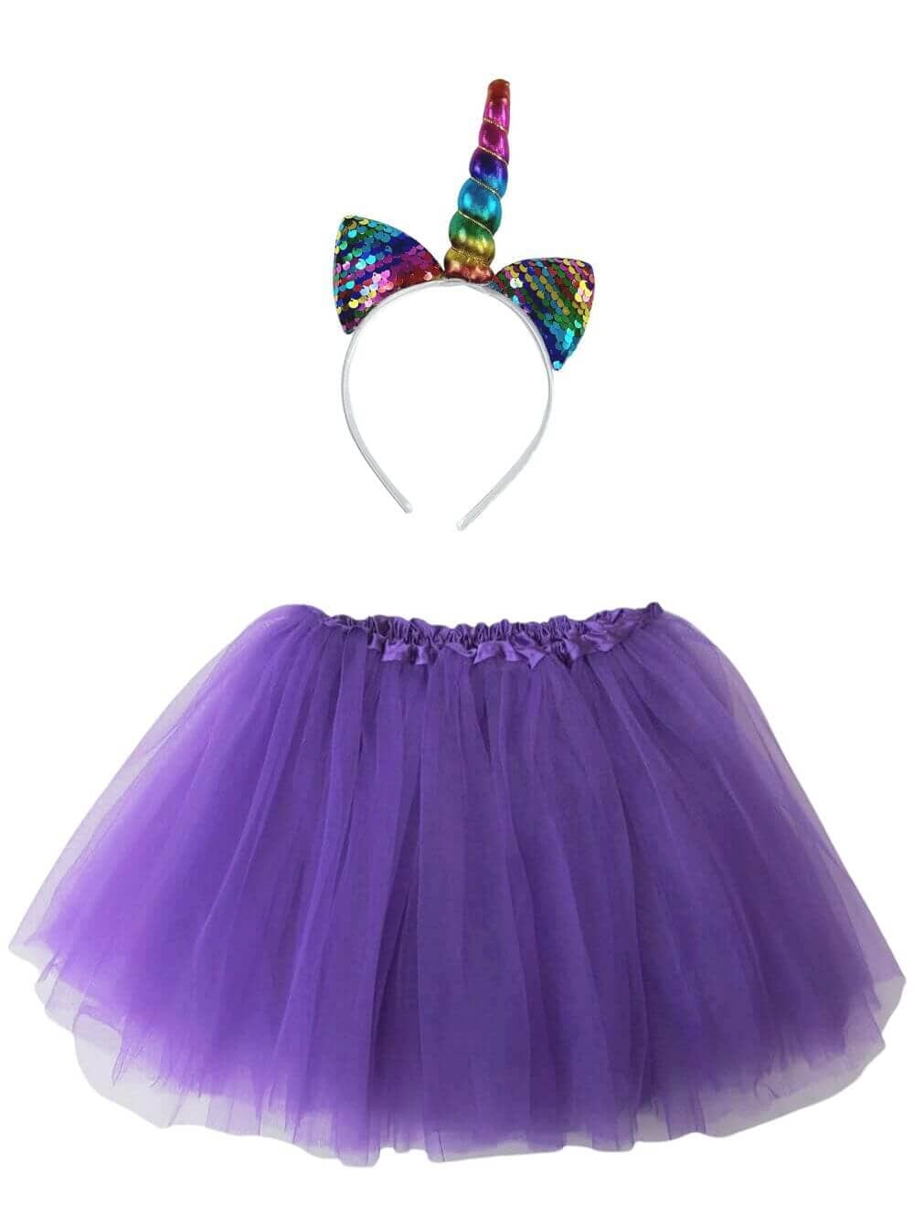 Girls Rainbow Unicorn Costume - Complete Kids Costume Set with Tutu & Sequin Unicorn Headband Horn、mySite、camillekostekn