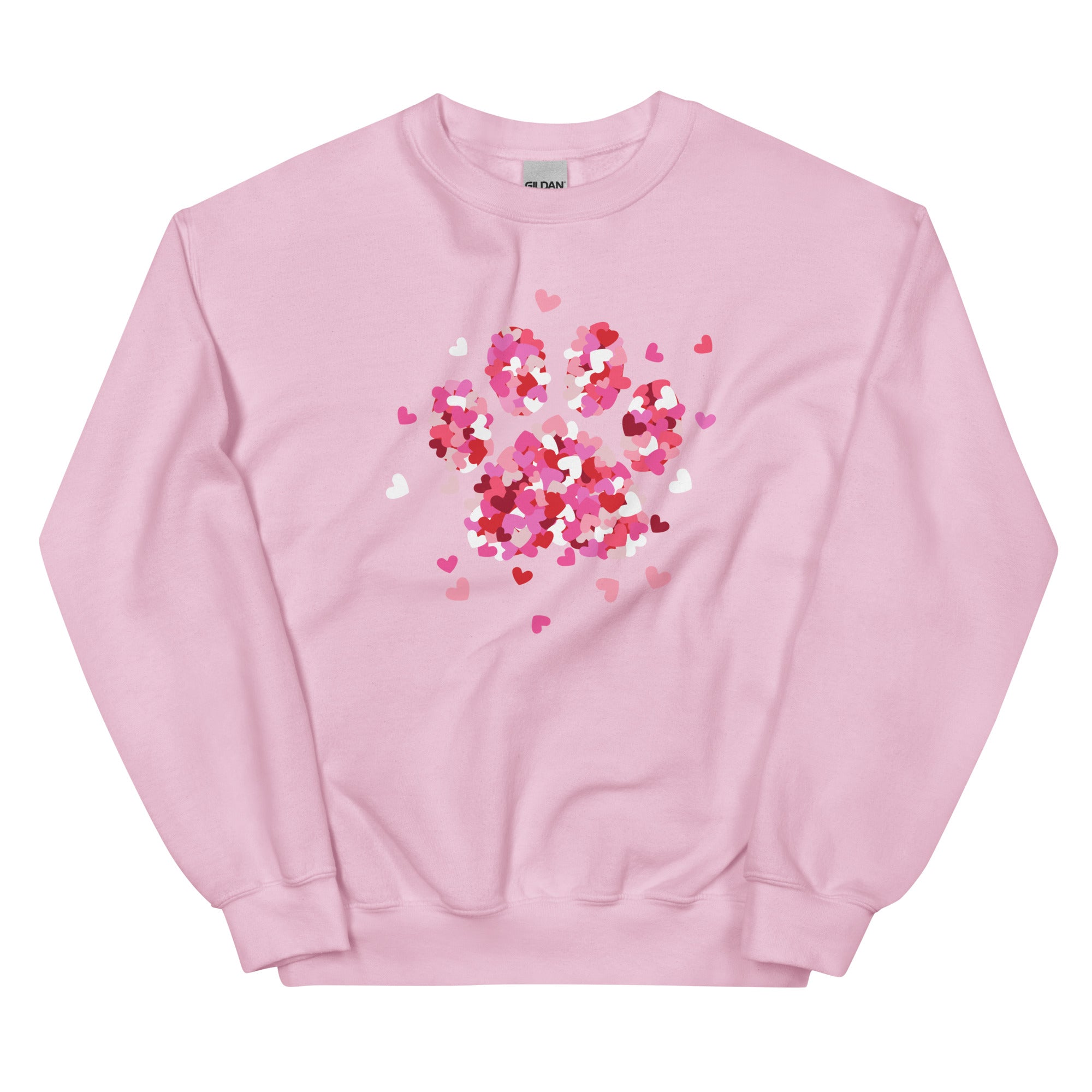 Pink Paw Print of Hearts Crewneck Sweatshirt、mySite、camillekostekn