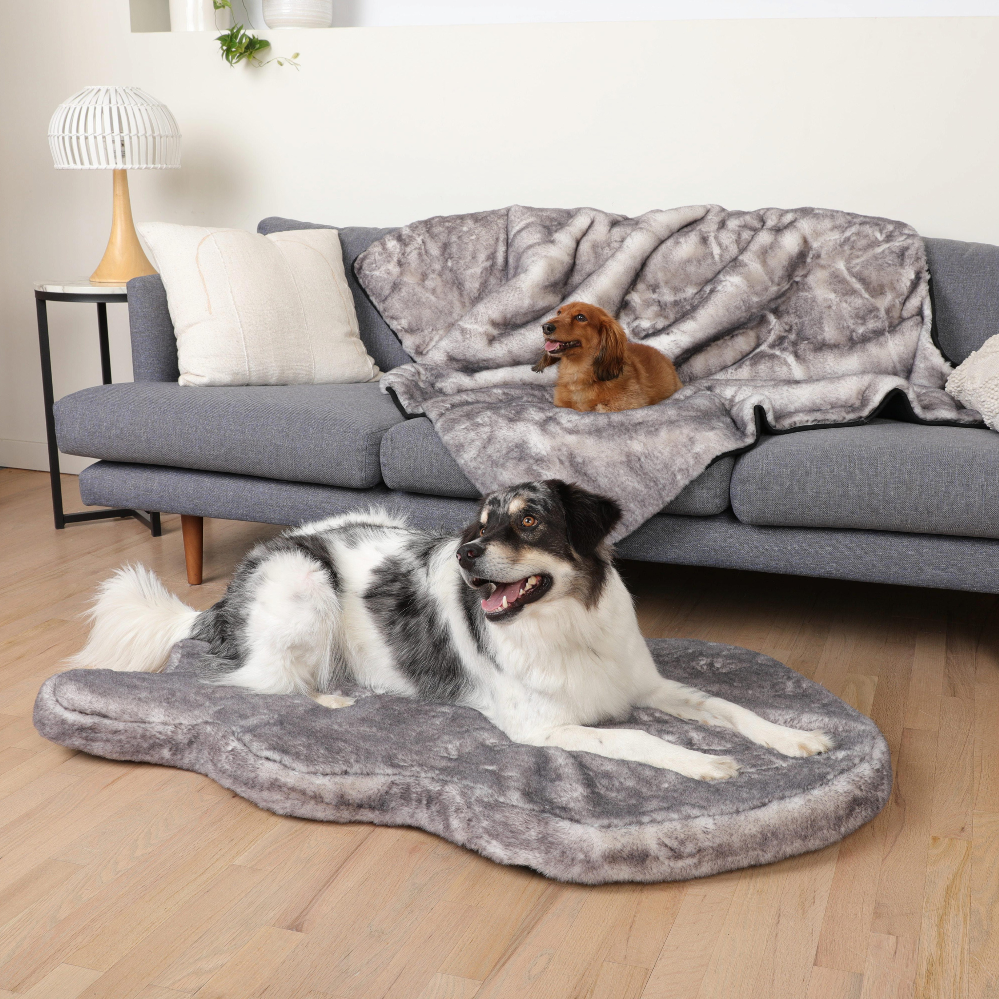 PupRug™ Luxe Orthopedic Bed + Matching Waterproof Blanket Bundle - Ultra Soft Chinchilla、mySite、solidvoid