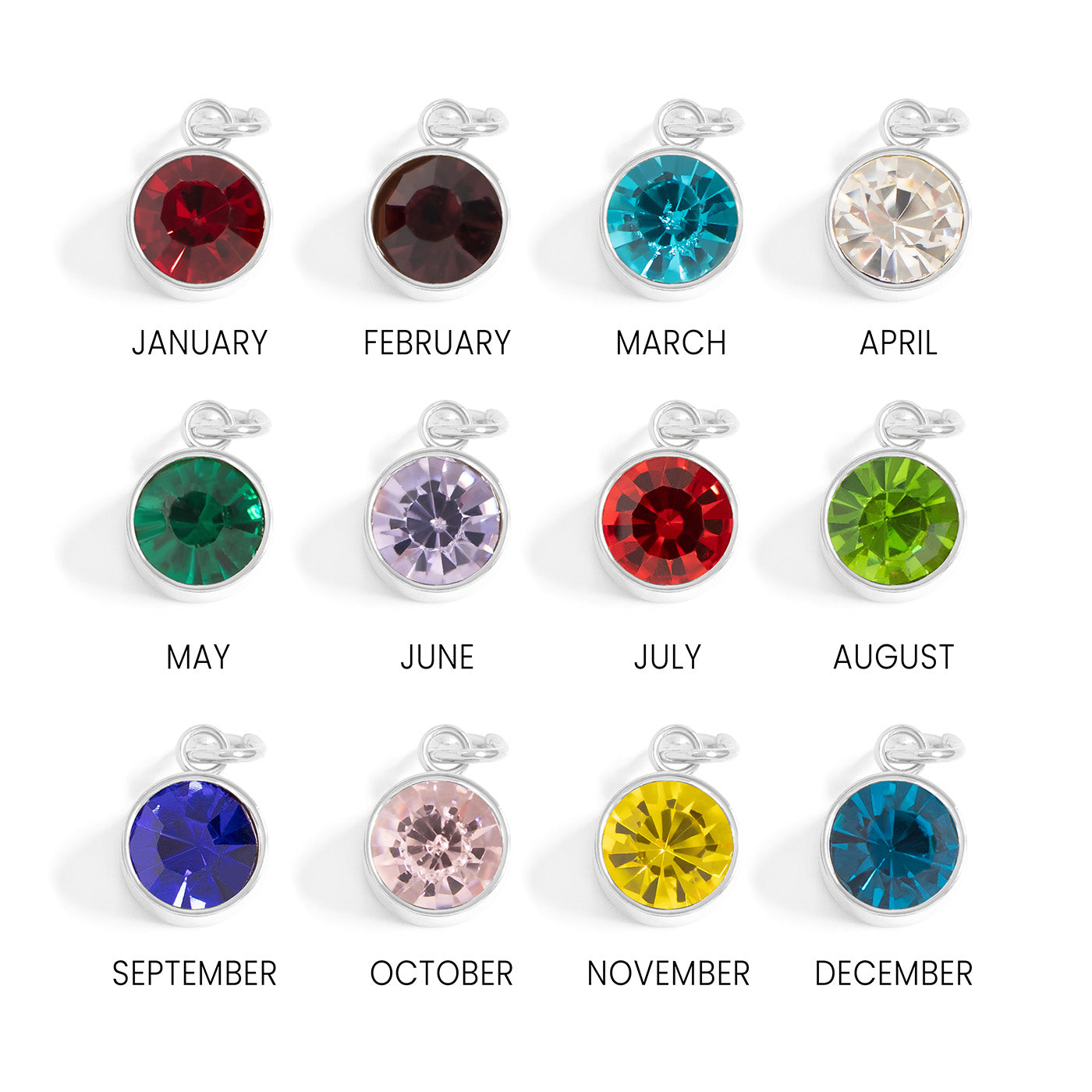 Stainless Steel Round Birthstone Charm 8mm / PDL0266、mySite、dreamappss