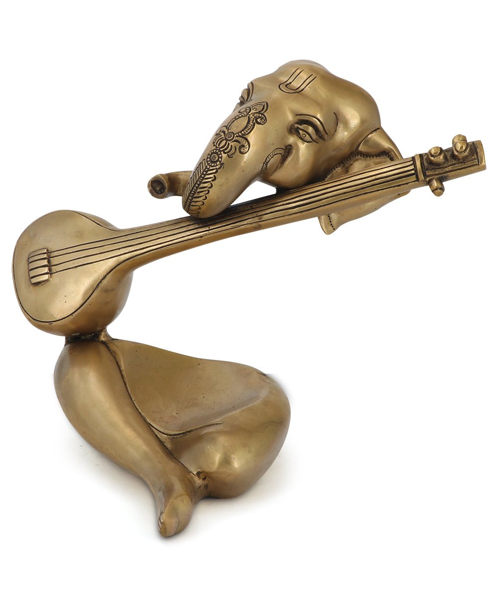 Modern Brass Ganesh Statue Playing Sitar、mySite、topwebapps