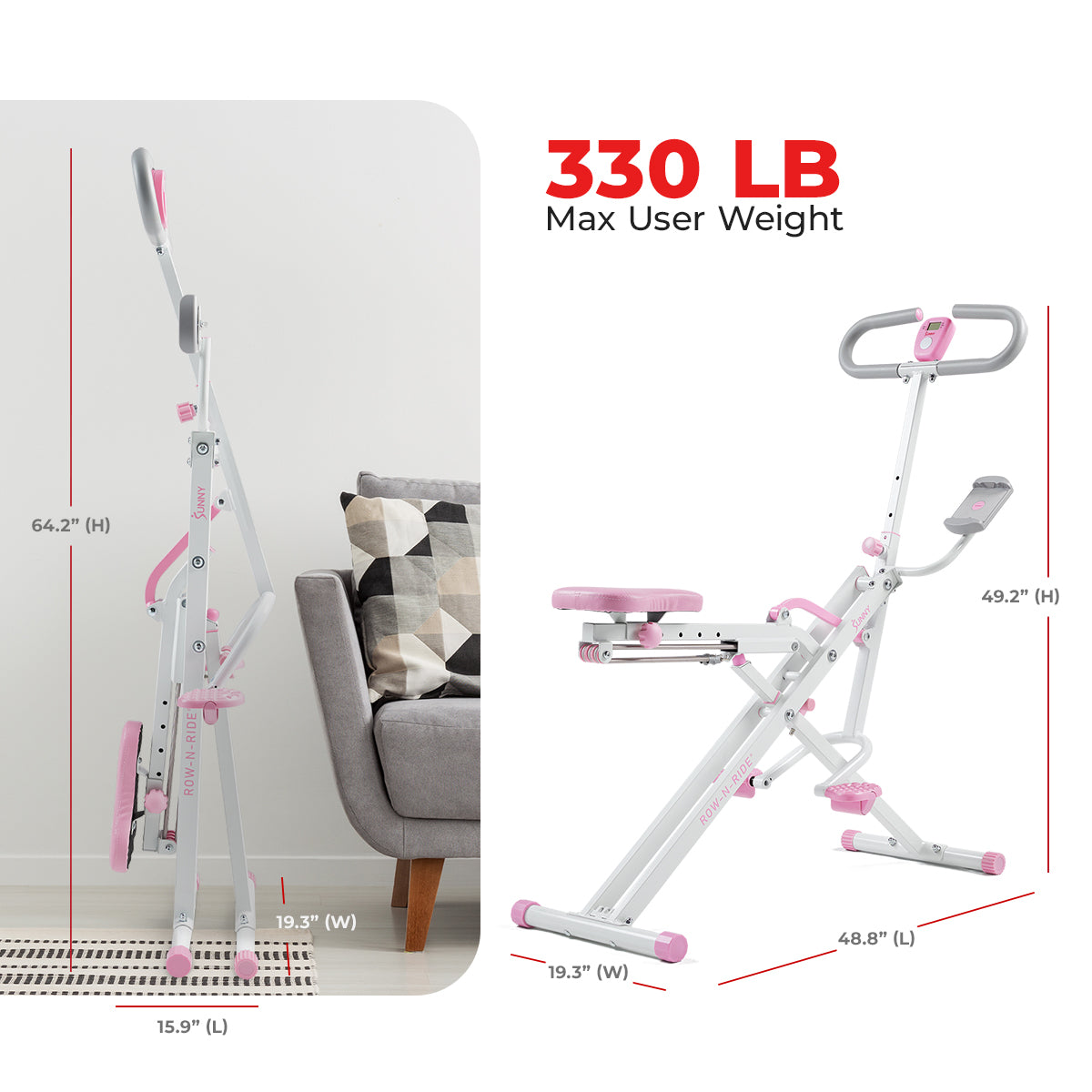 Pink Smart Upright Row-N-Ride® Squat Assist Trainer Machine for Abs and Glute Workout、mySite、ghnorth