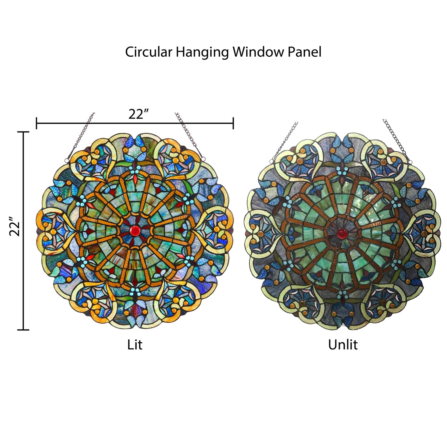 Adeline Blue Webbed Heart Stained Glass Window Panel 22H、mySite、g9winljtr
