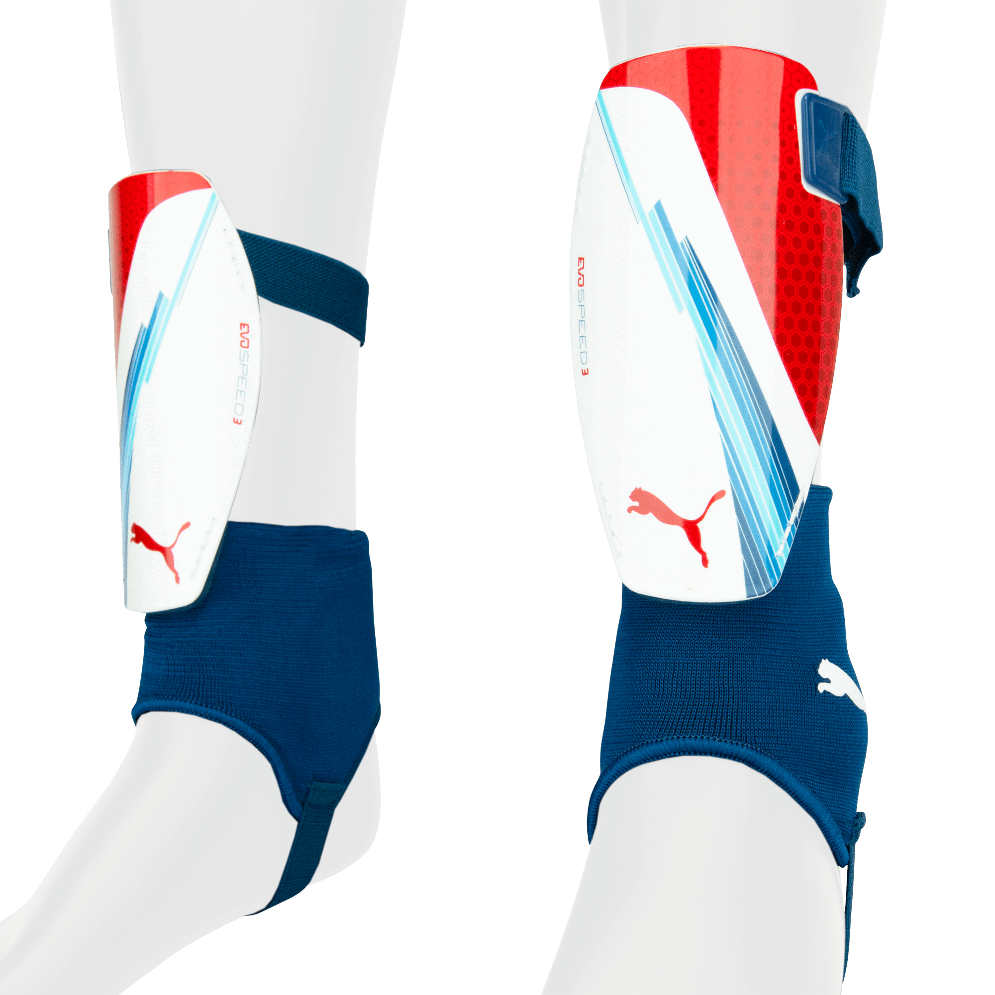 PUMA EvoSpeed 3 Shin Guards White/Ribbon Red、mySite、noshort